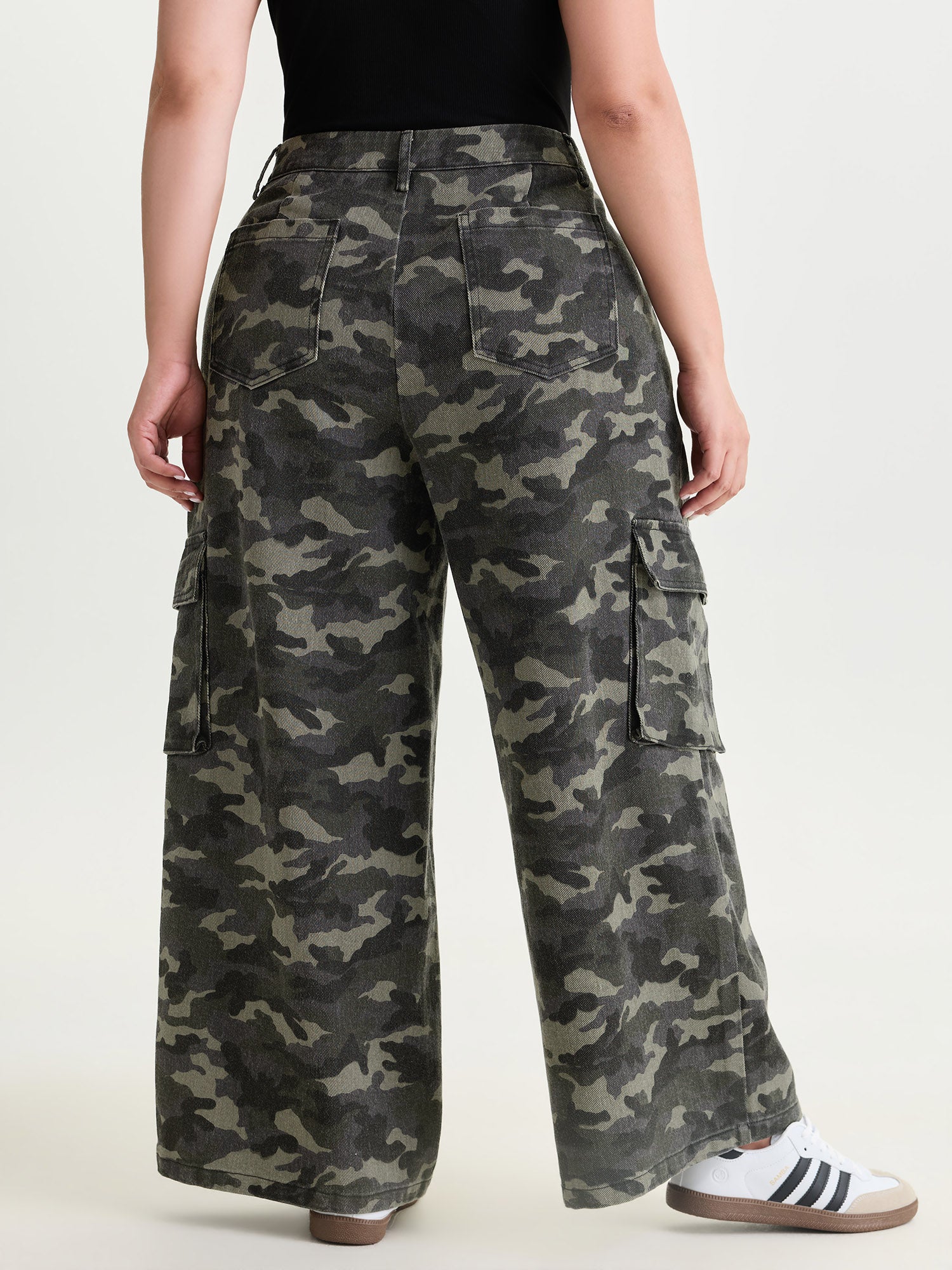 Cotton Camouflage Print Straight-Leg Pants - Image 3