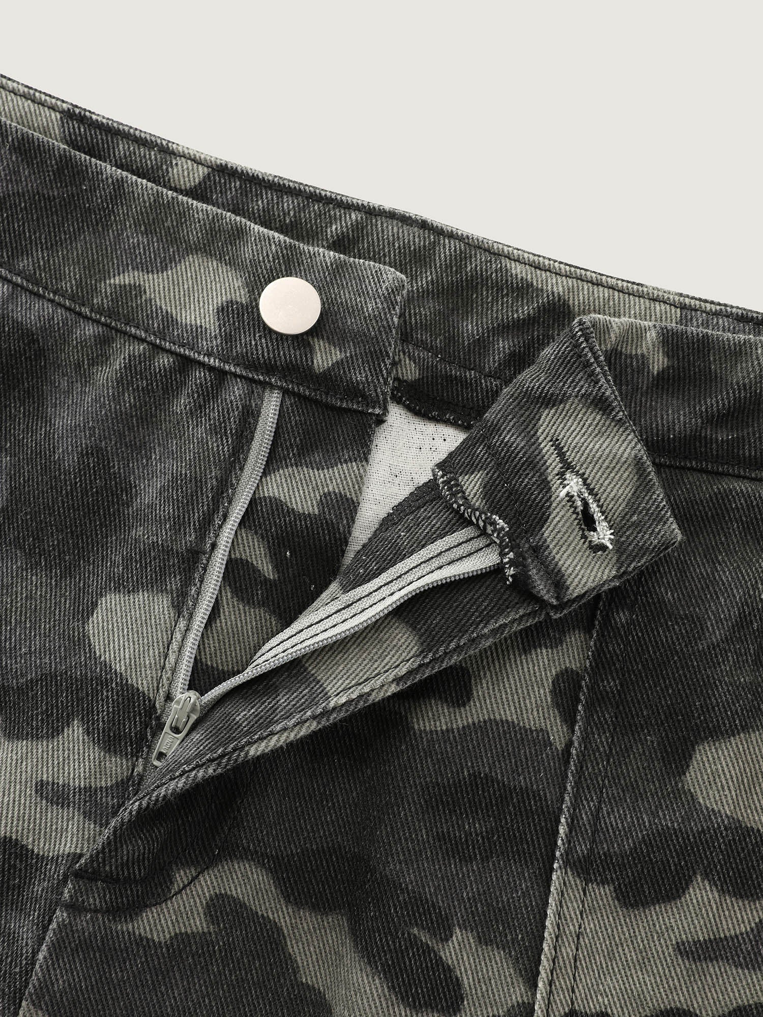 Cotton Camouflage Print Straight-Leg Pants - Image 4