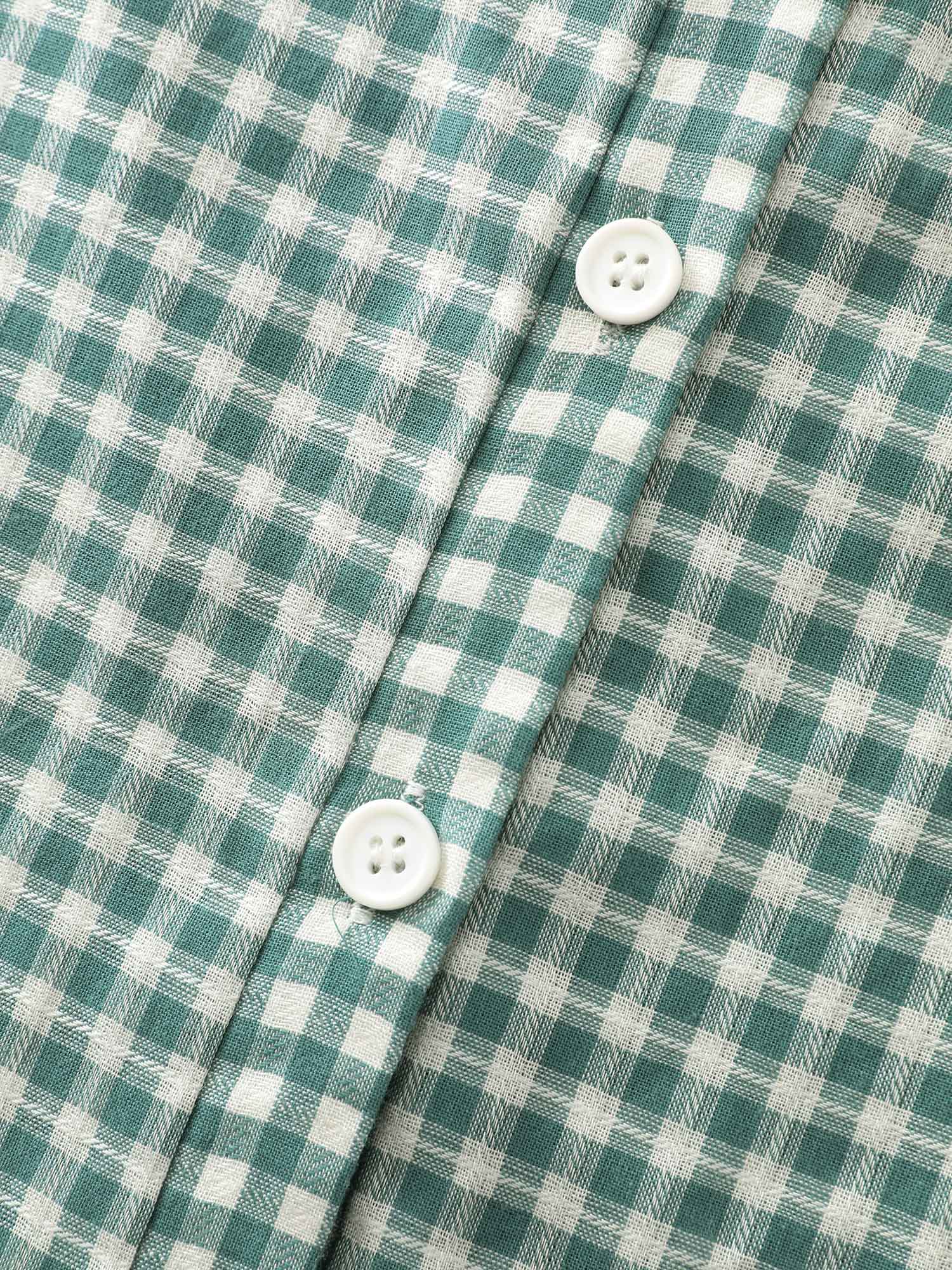 Cotton Check Print Ruffled Sleeve Blouse - Image 6