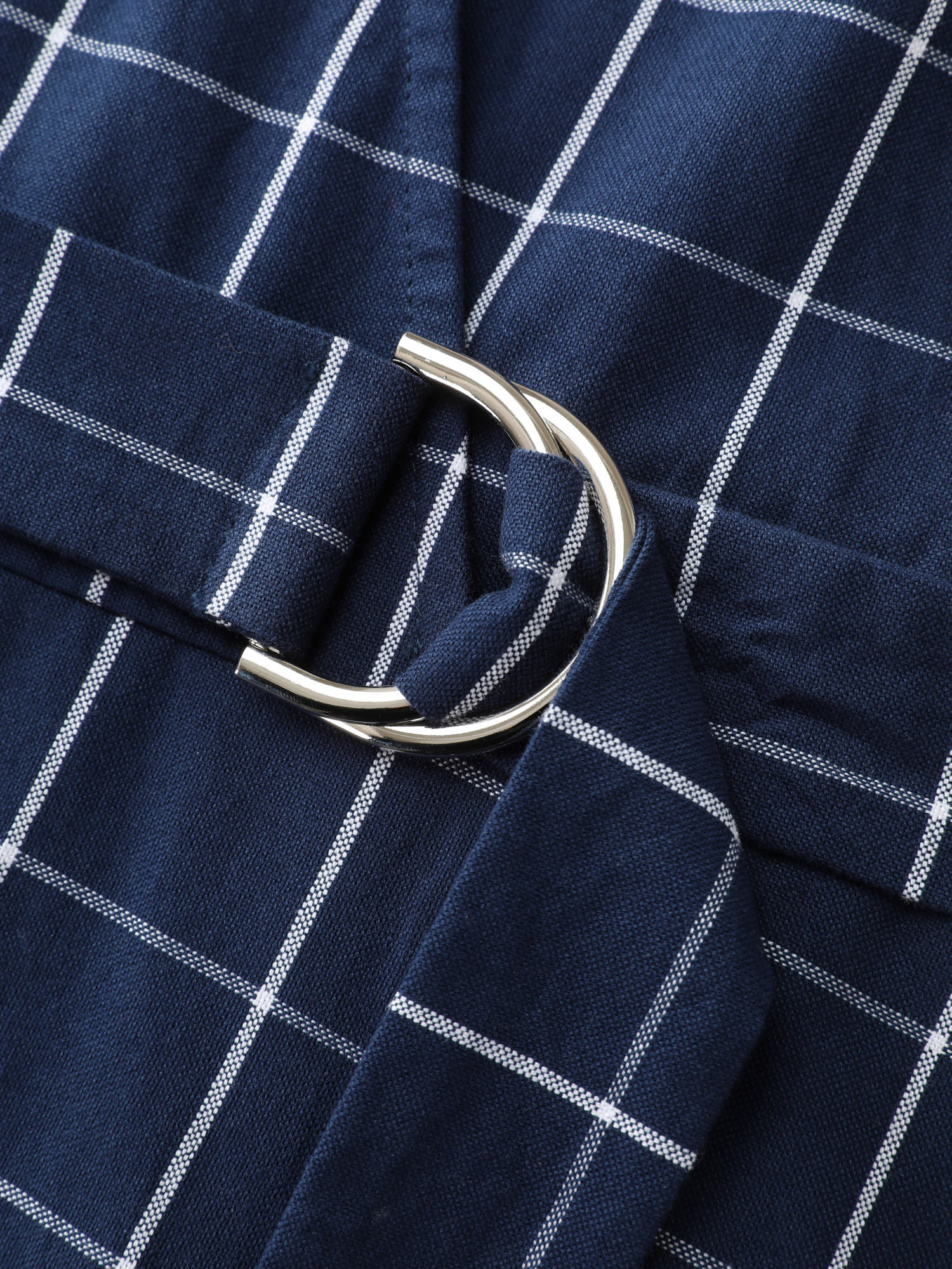 Cotton Checked Print Wrap Neckline Belted Midi Dress - Image 5