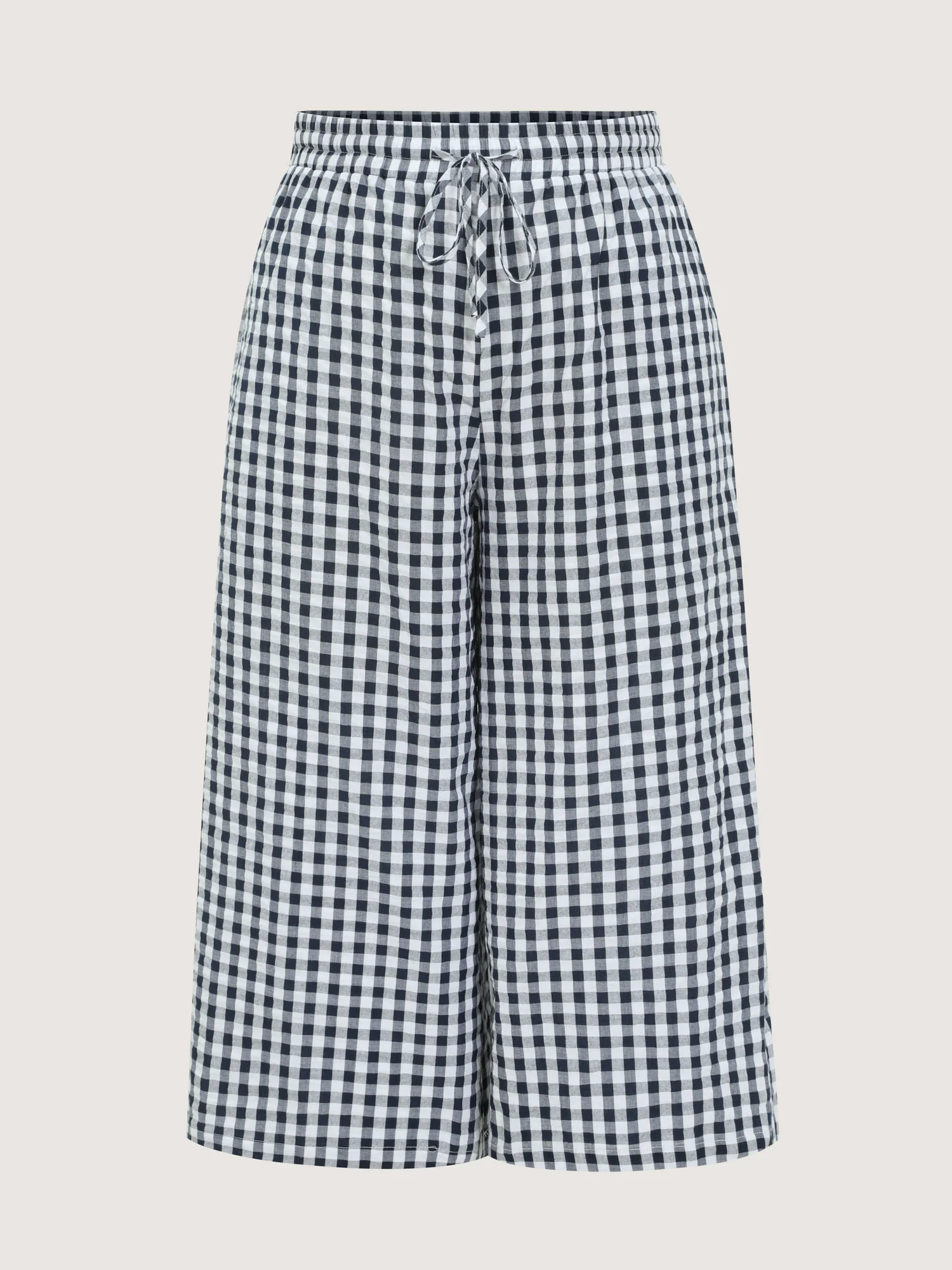 Cotton Checkered Print Wide Leg Pants - Image 8