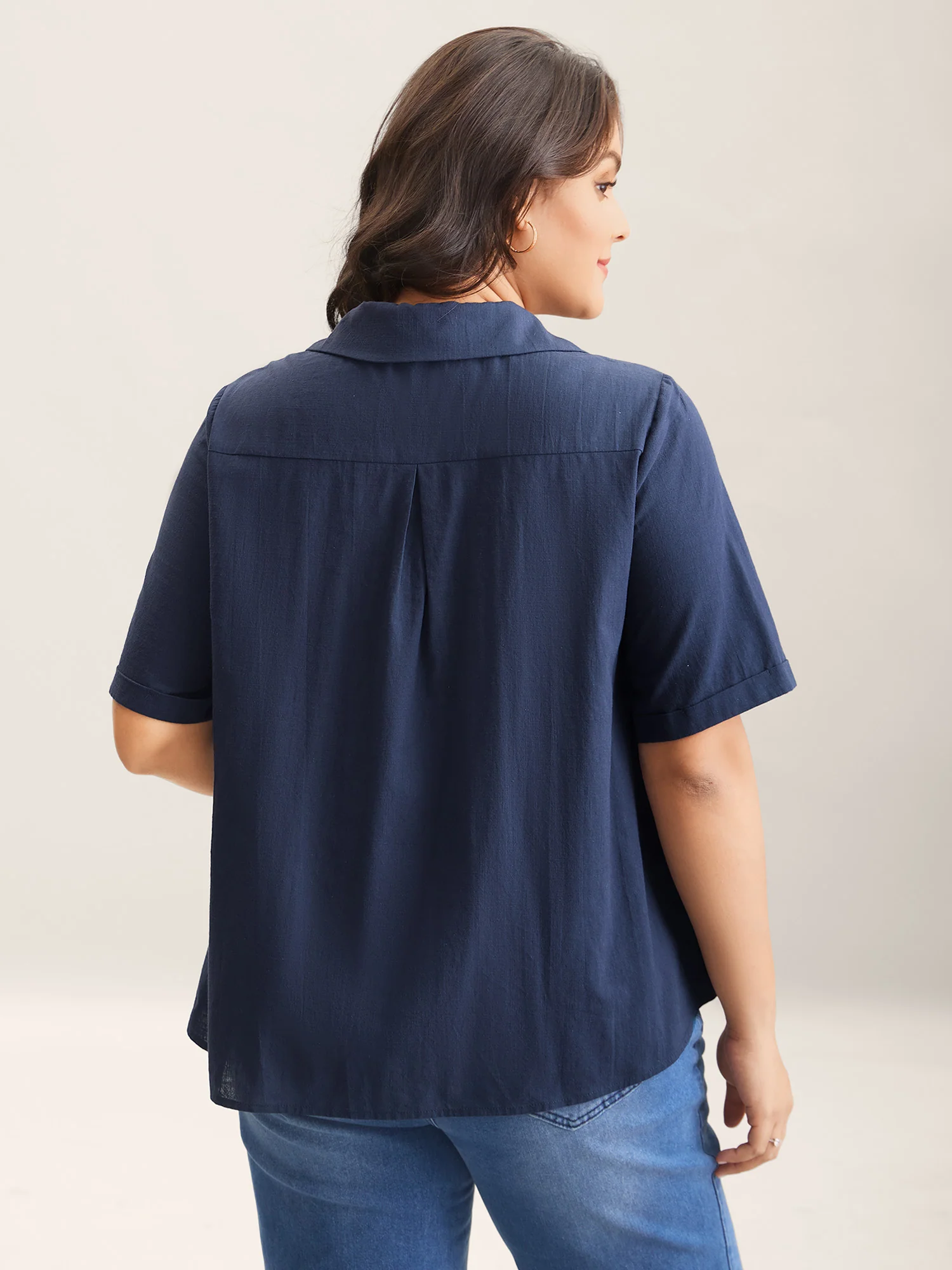 Cotton Collar Button Placket Blouse - Image 4