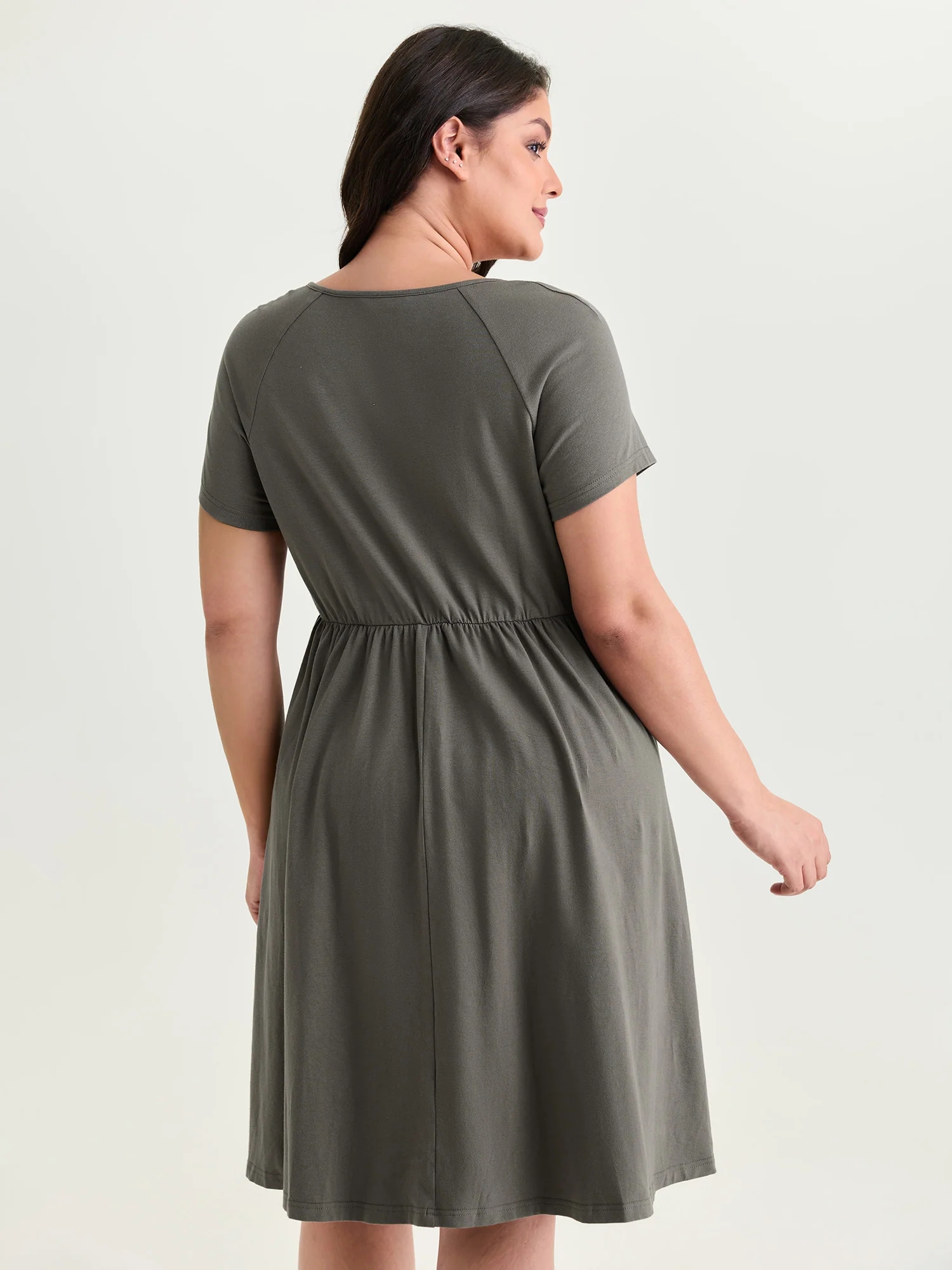 Cotton Color Contrast Fit And Flare Mini Dress - Image 4
