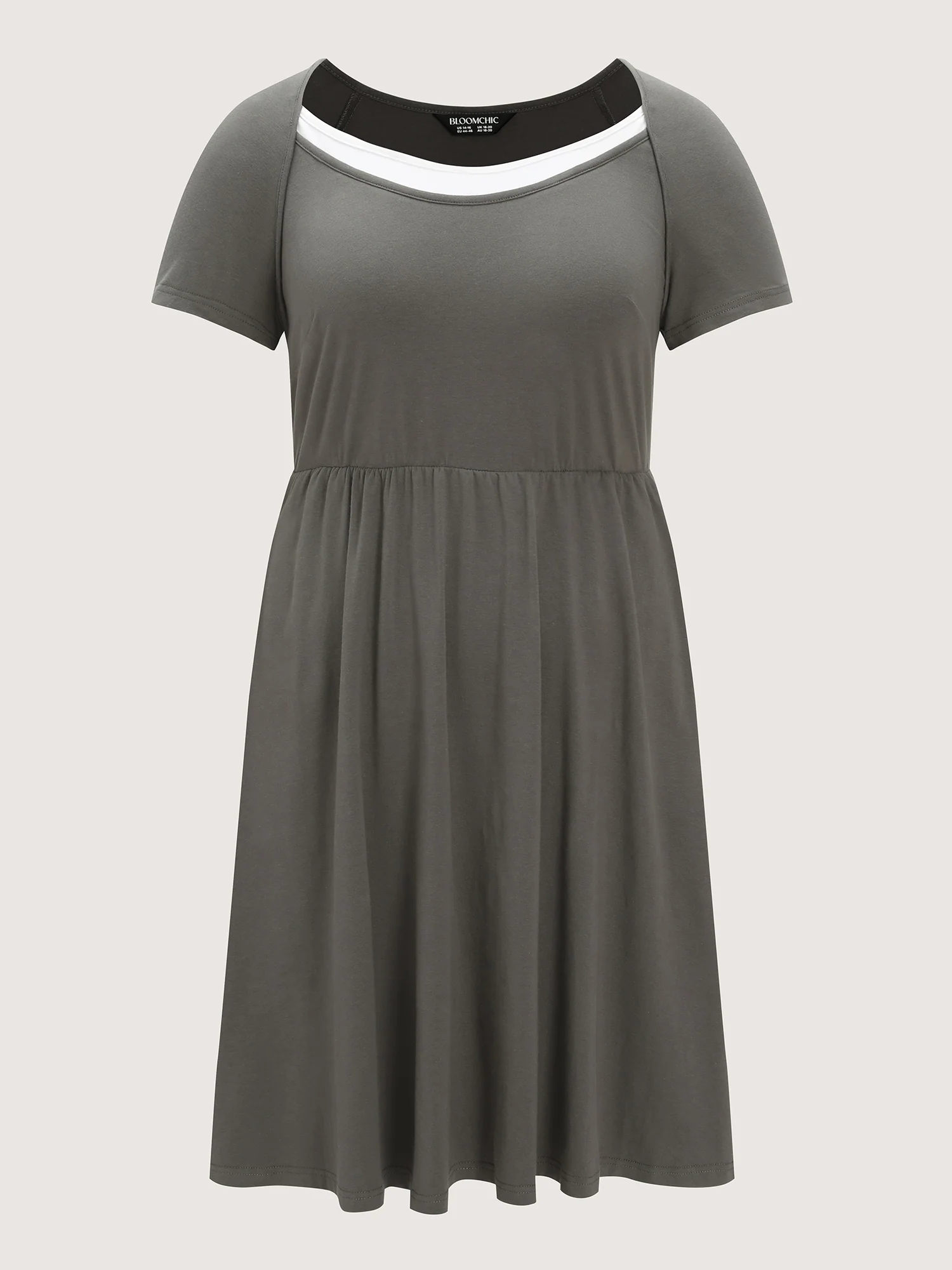 Cotton Color Contrast Fit And Flare Mini Dress - Image 7