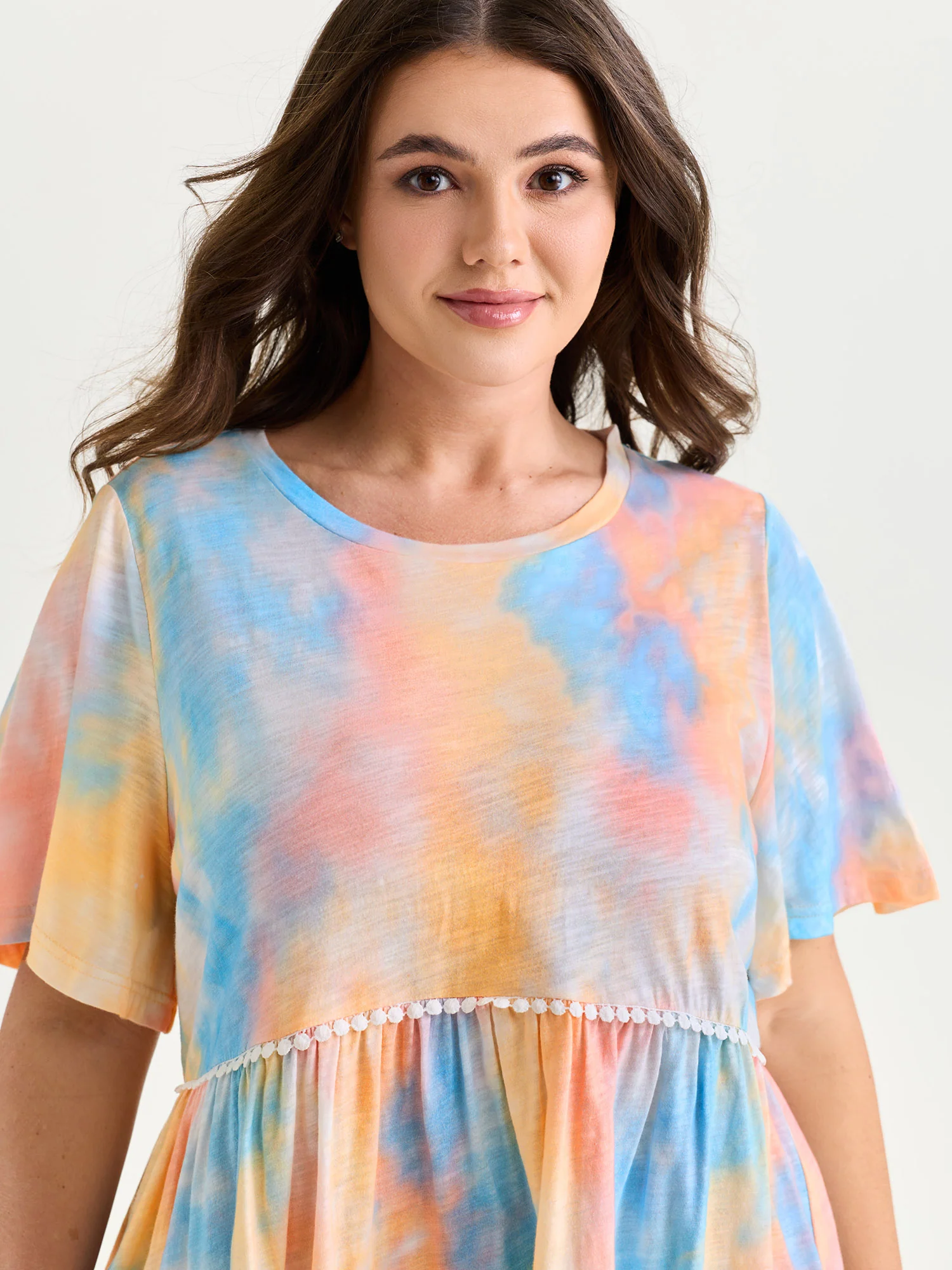 Cotton Color Gradient Fit And Flare Knit Top - Image 2