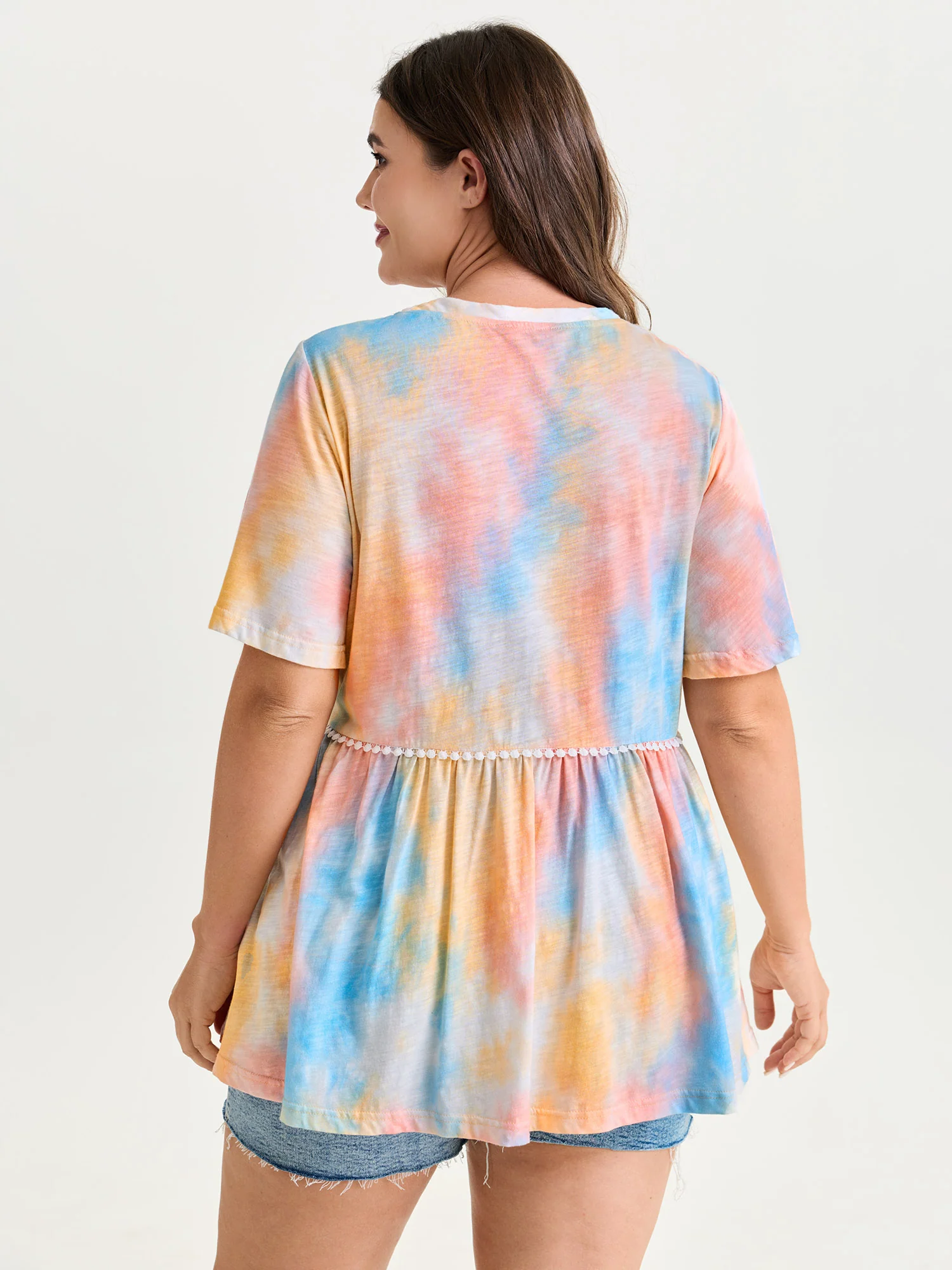 Cotton Color Gradient Fit And Flare Knit Top - Image 4