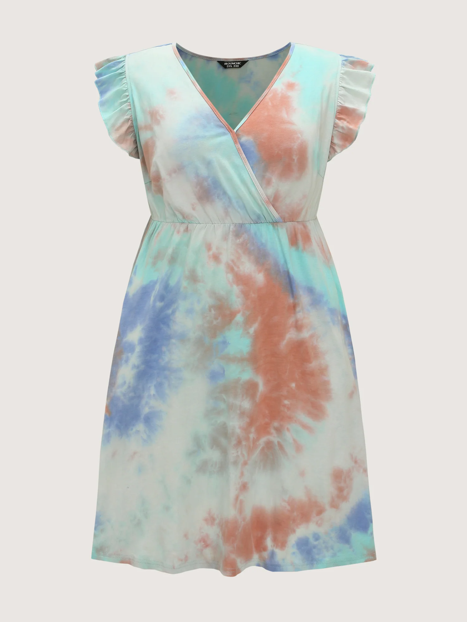 Cotton Color Gradient Wrap Neckline Midi Dress - Image 7