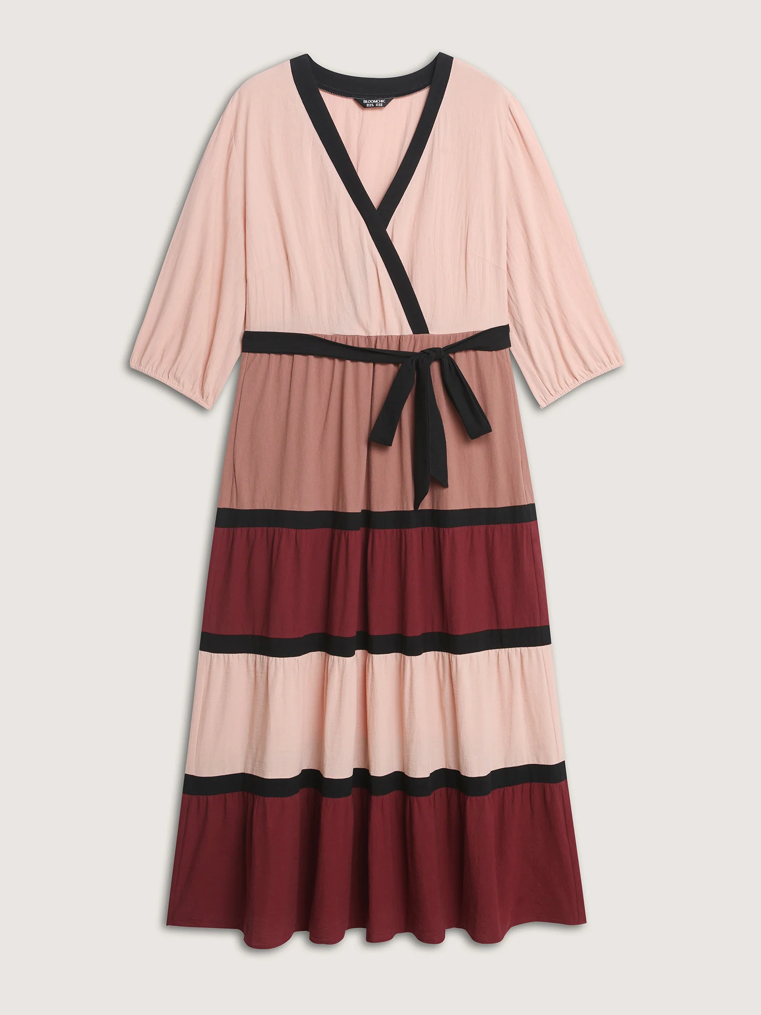 Cotton Colorblock Tiered Wrap Maxi Dress - Image 8