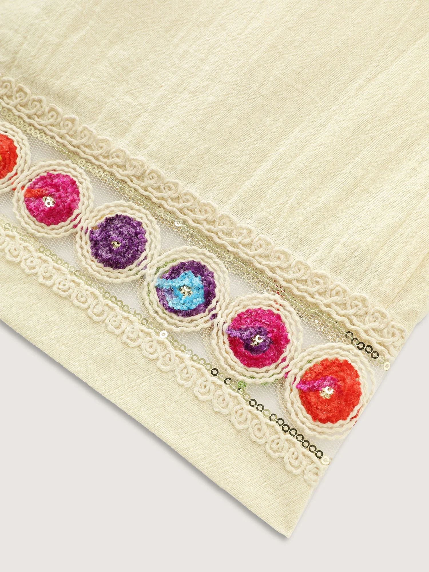 Cotton Colorful Embroidery Trim Drawstring Shorts - Image 7