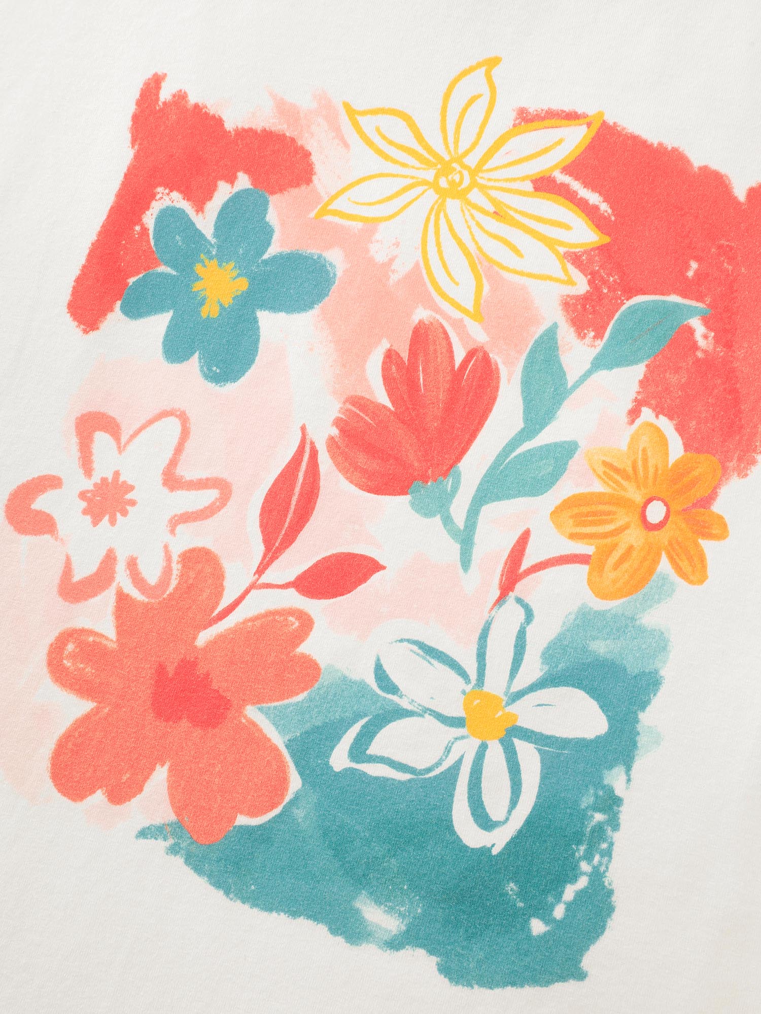 Cotton Colorful Floral Print Round Neck T-Shirt - Image 5