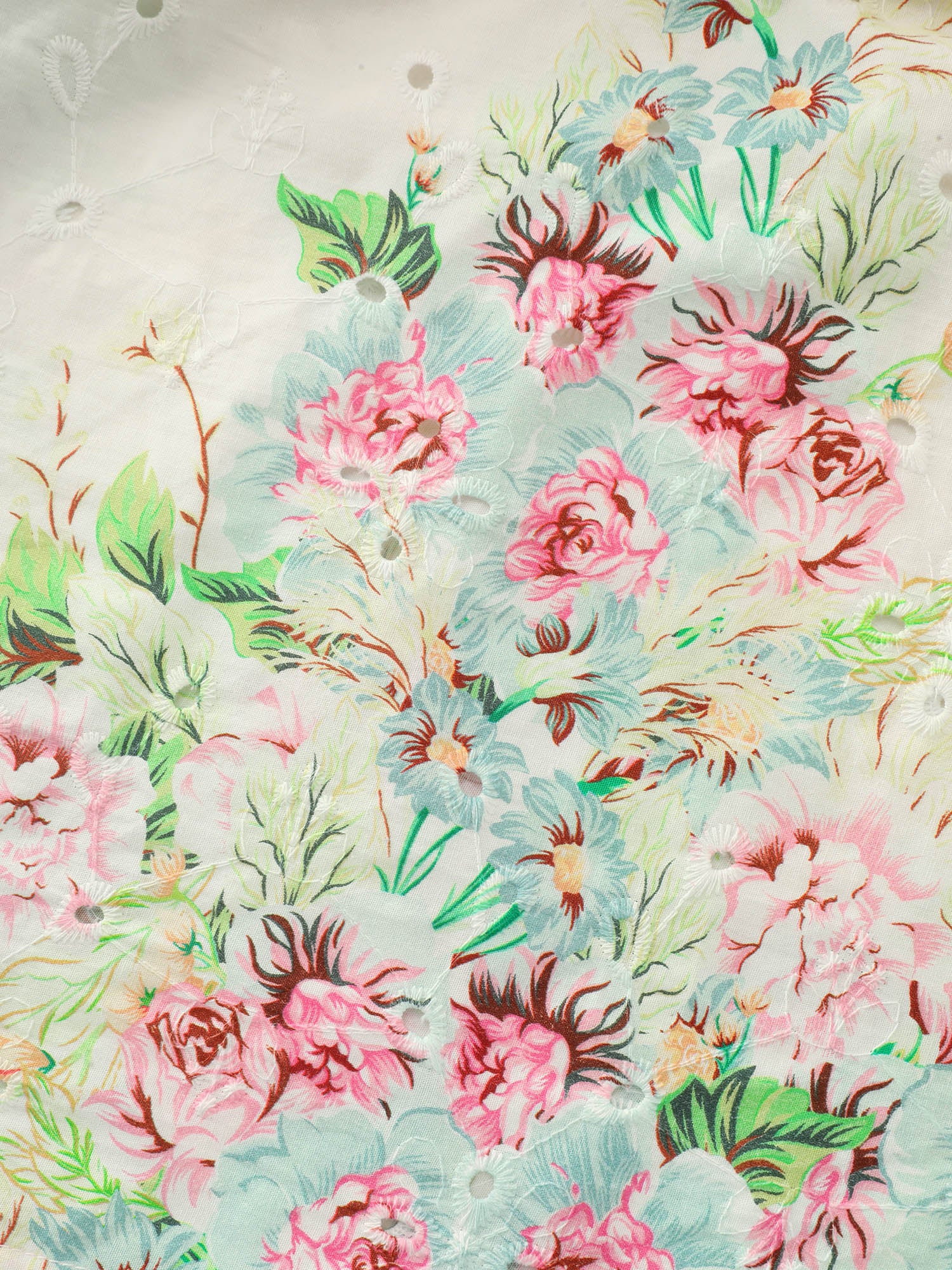 Cotton Colorful Floral Textured Hem Blouse - Image 6