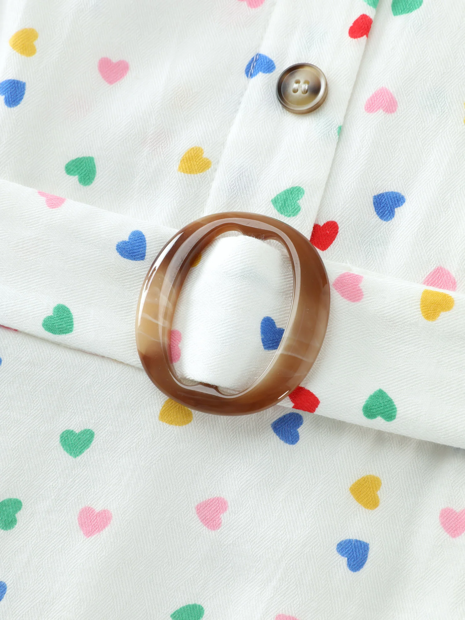 Cotton Colorful Heart Print Belted Midi Dress - Image 6