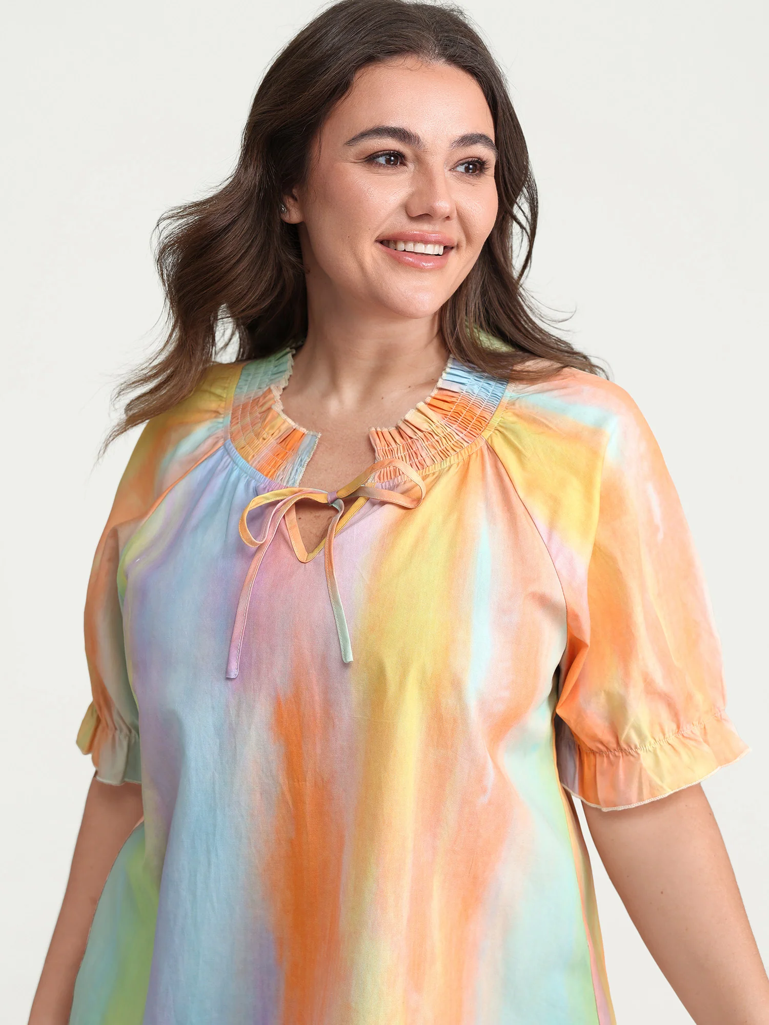 Cotton Colorful Shirred Blouse - Image 2