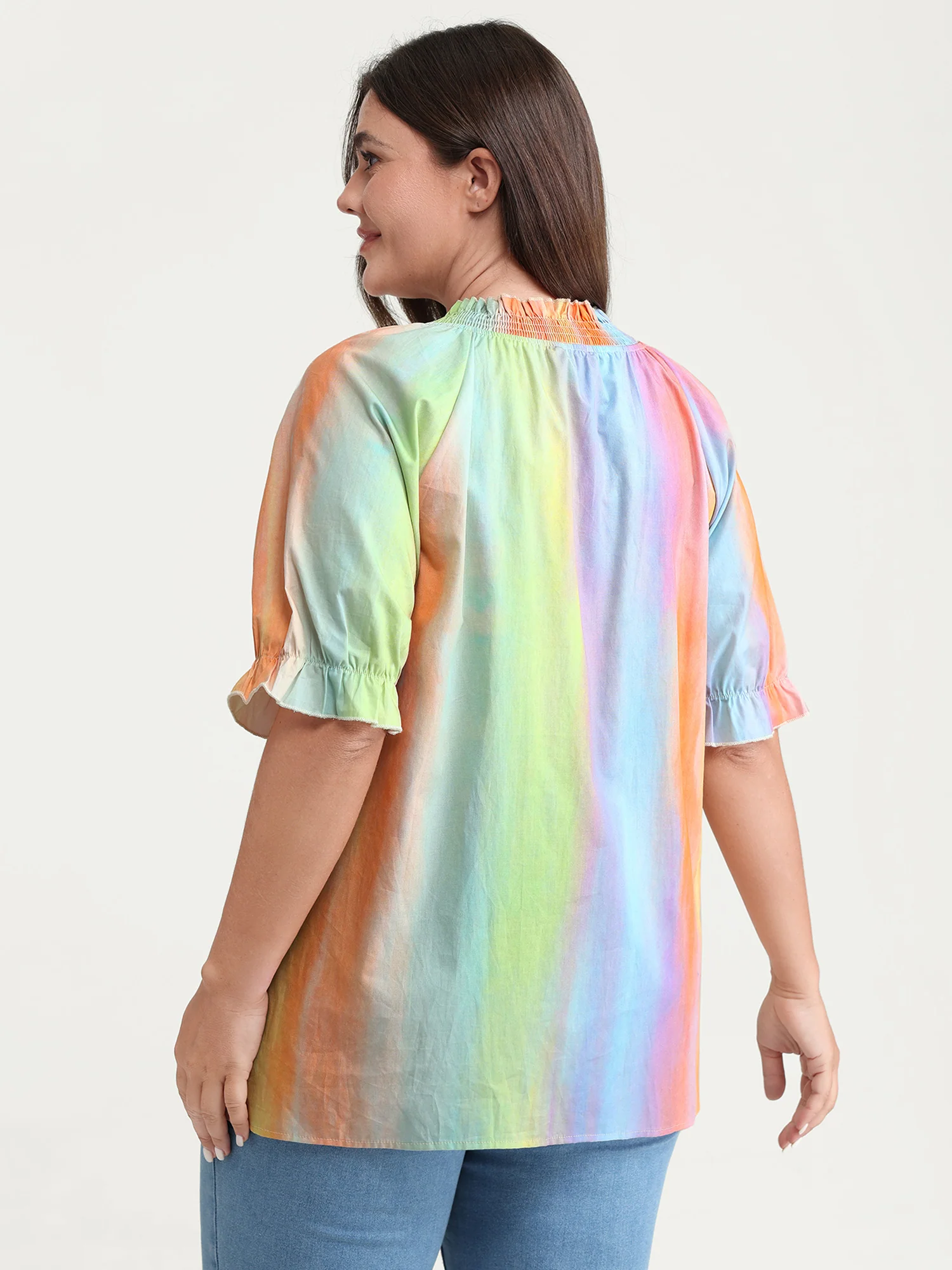 Cotton Colorful Shirred Blouse - Image 5