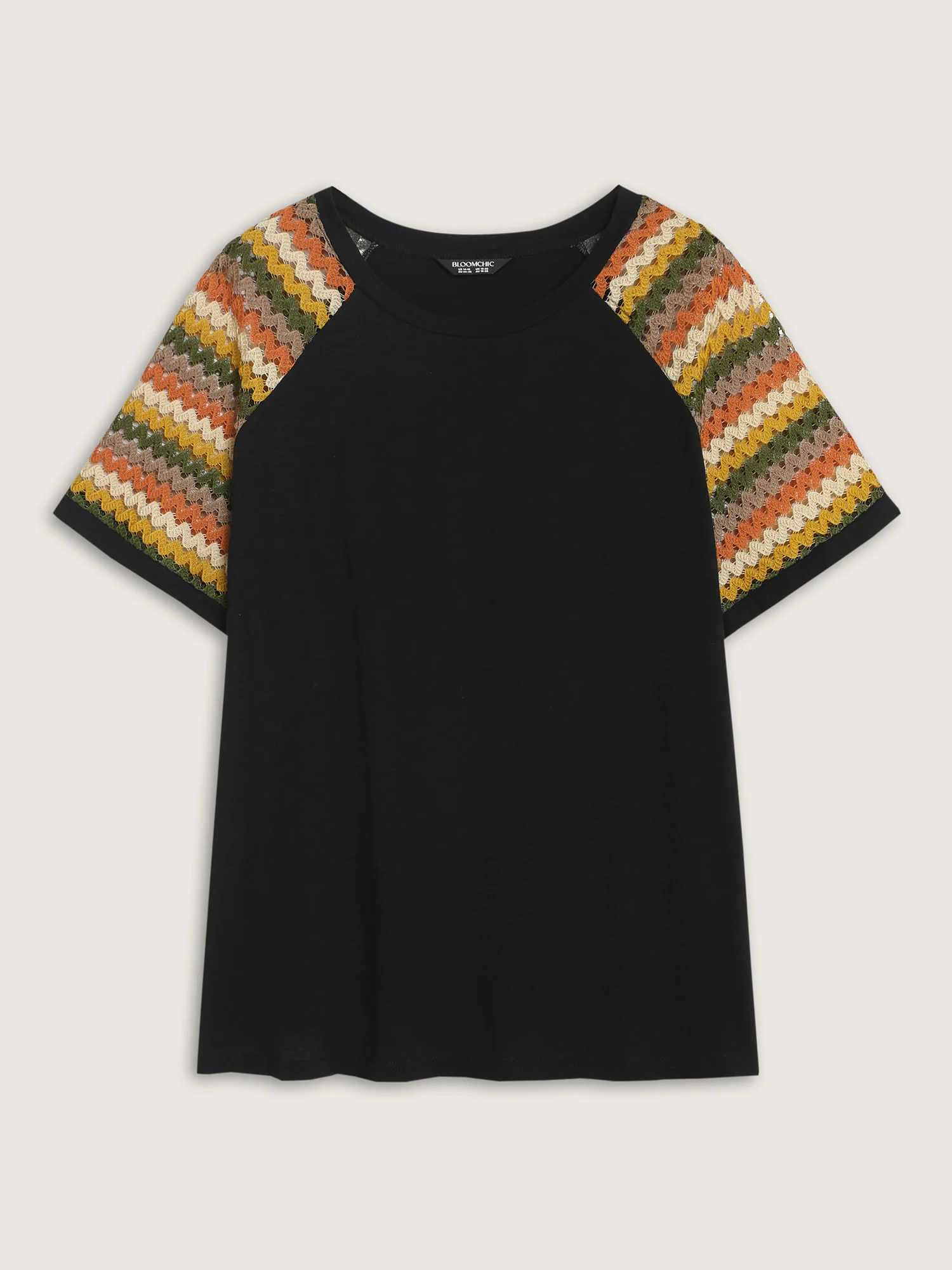 Cotton Colorful Striped Sleeve Knit Top - Image 6