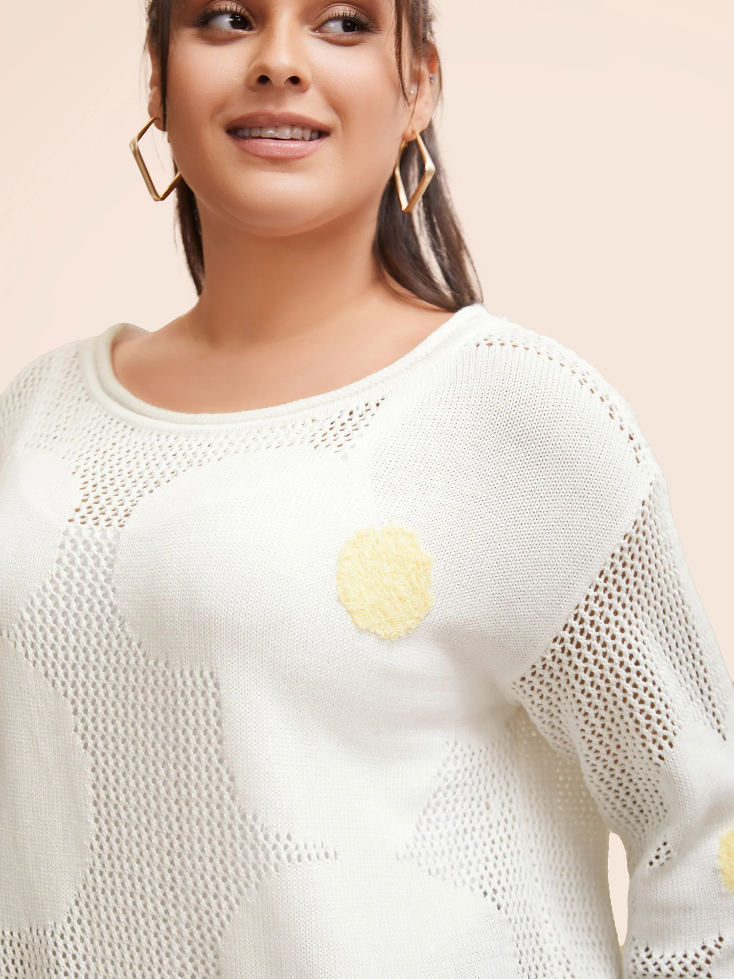 Cotton Crochet Floral Cut Out Pullover - Image 4