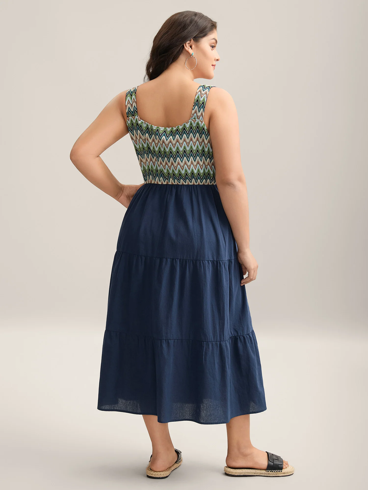 Cotton Crochet Stretchy Waist Pockets Midi Dress - Image 4