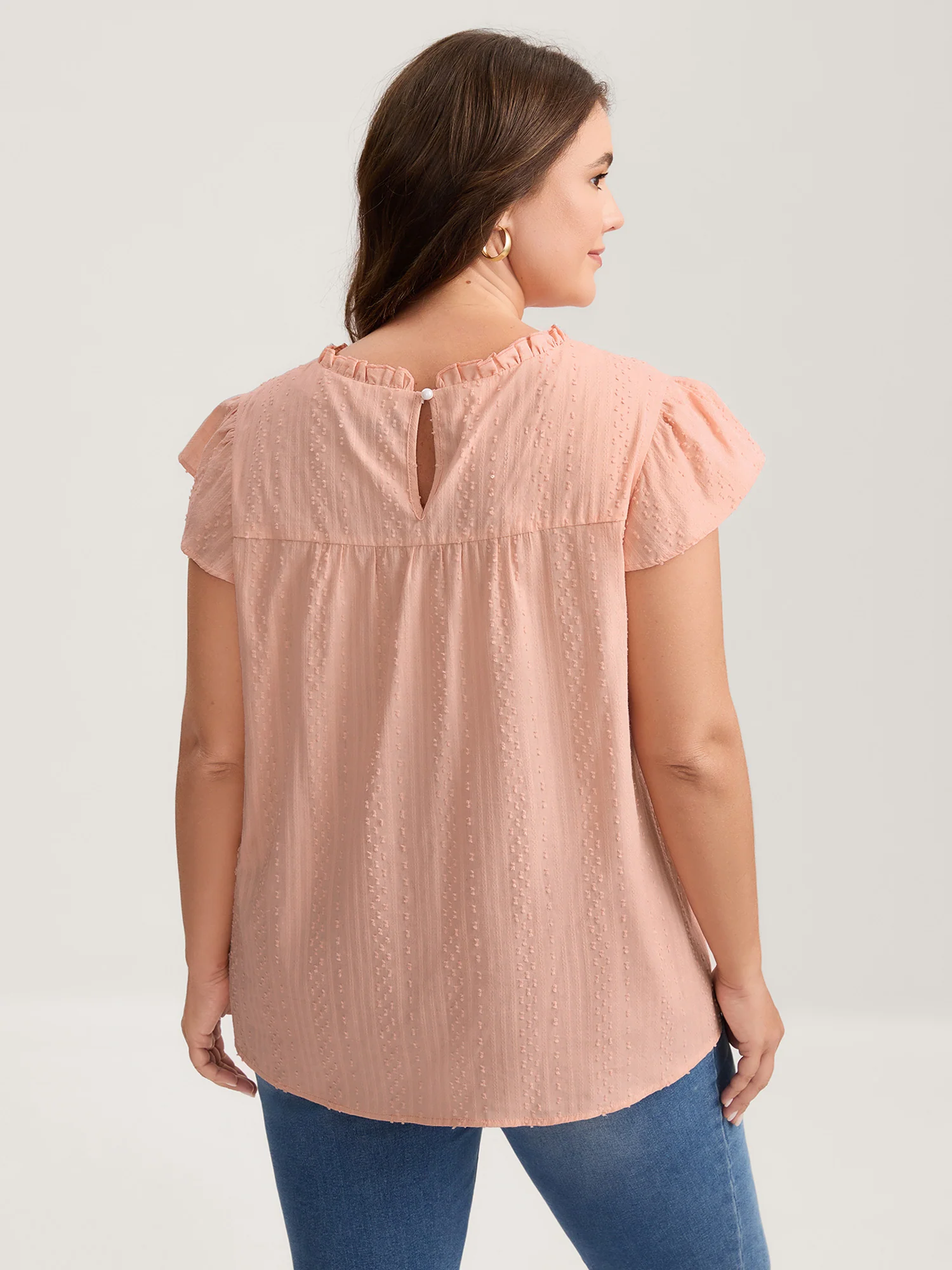 Cotton Cut-Out Lace Ruffled Neck Blouse - Image 4