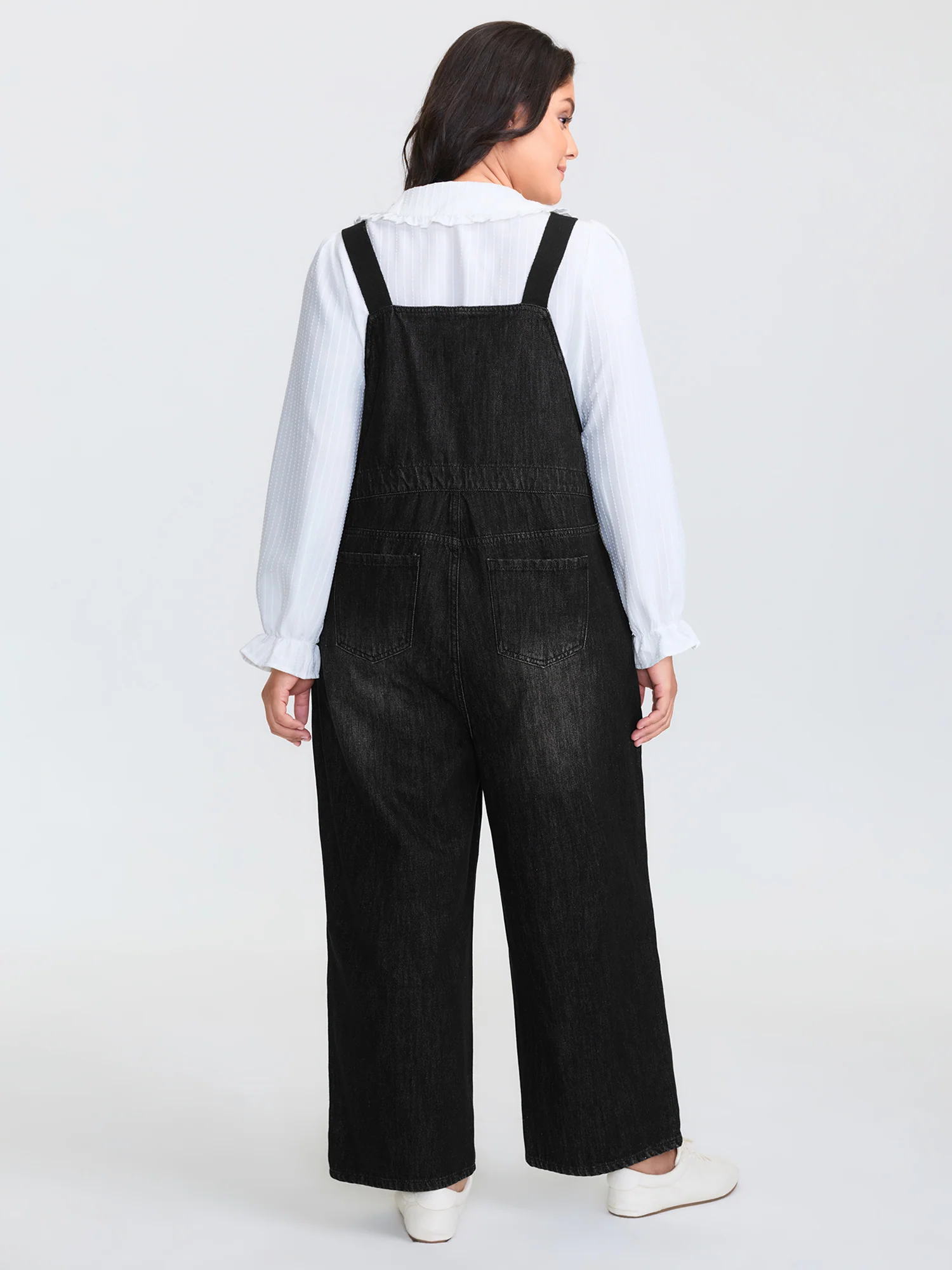 Cotton Denim Adjustable Strap Pocketed Jumpsuit - Image 5