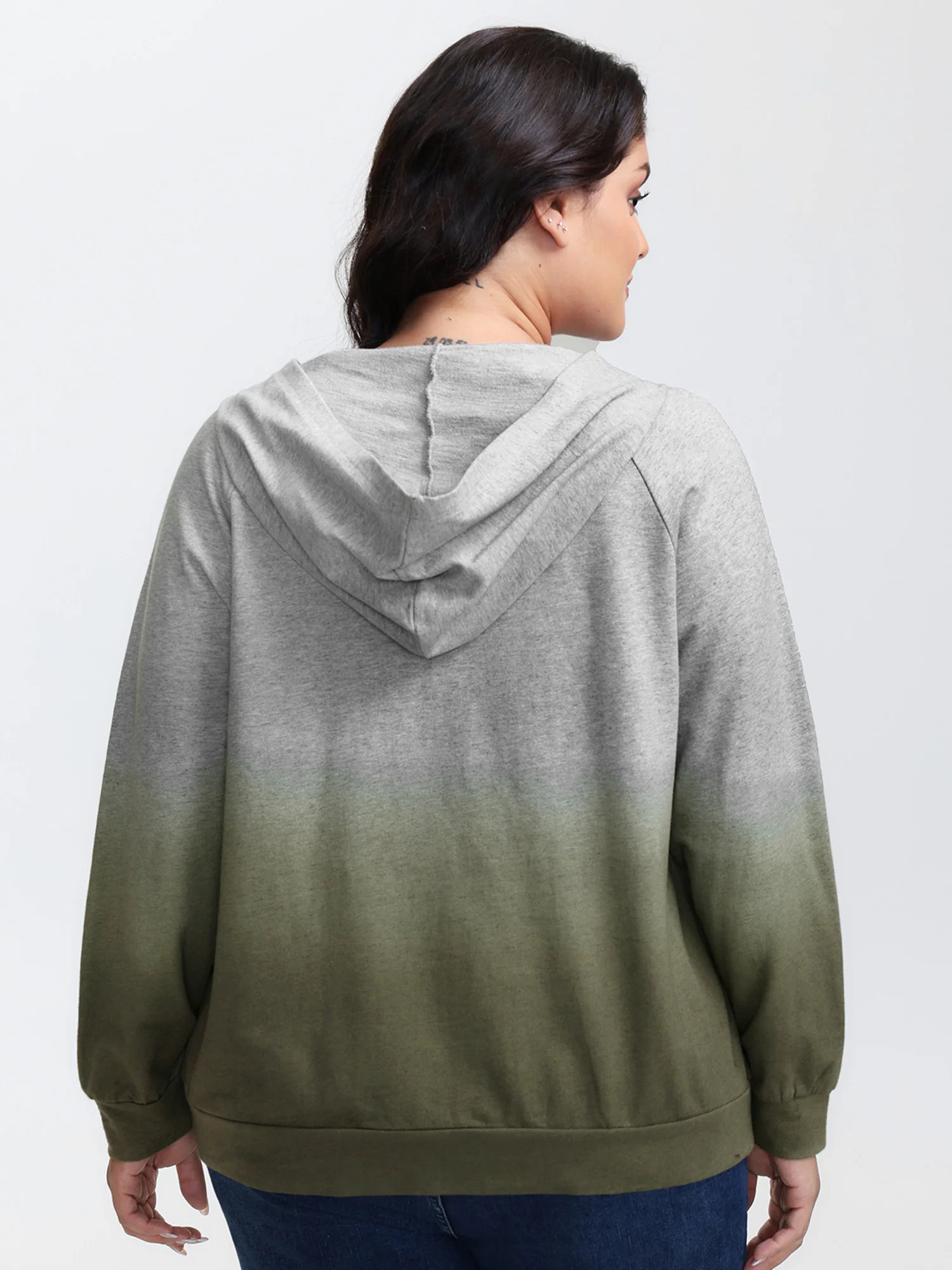 Cotton Dip-Dyeing Half-Zipper Hoodie - Image 4