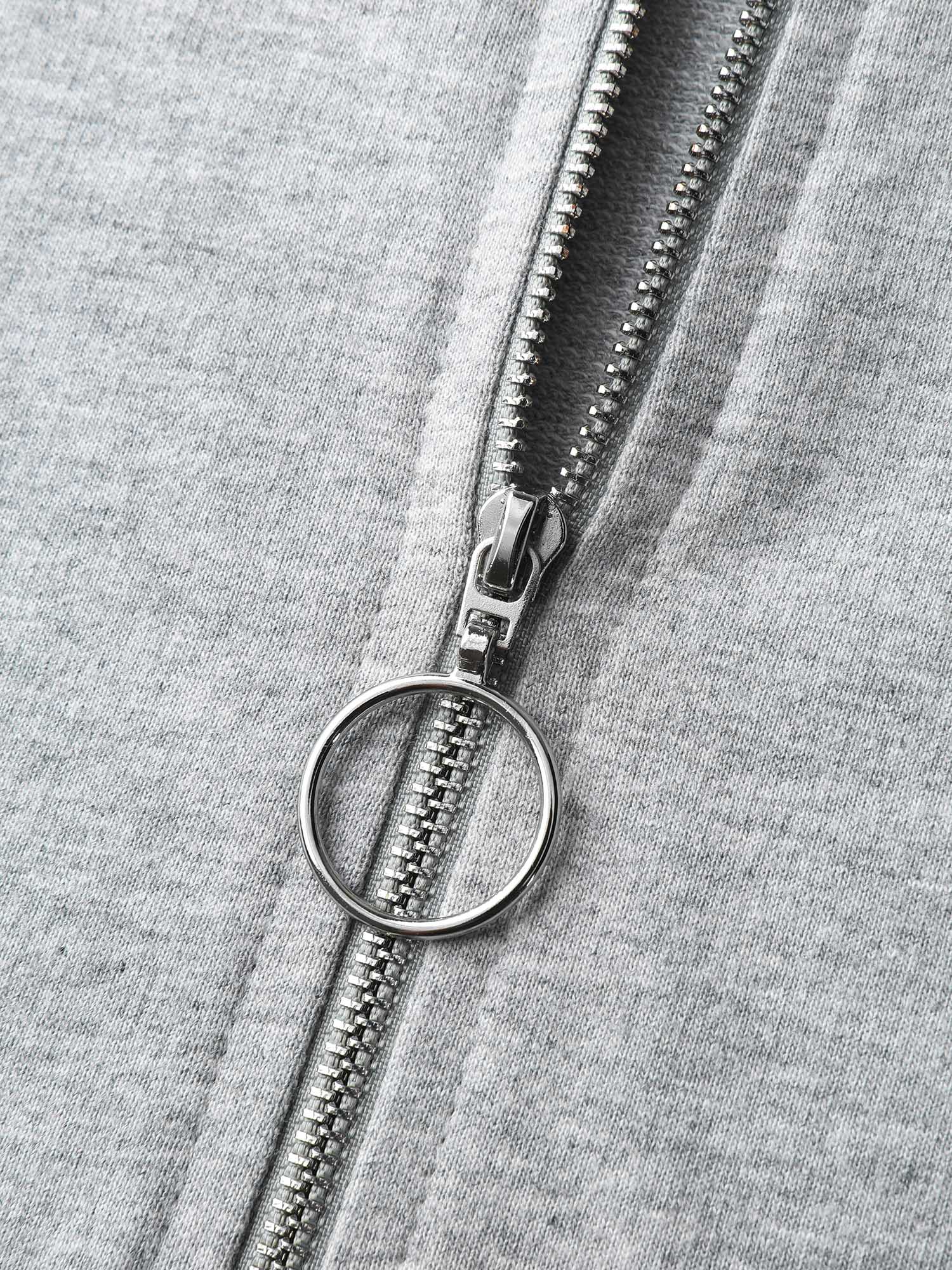 Cotton Dip-Dyeing Half-Zipper Hoodie - Image 5