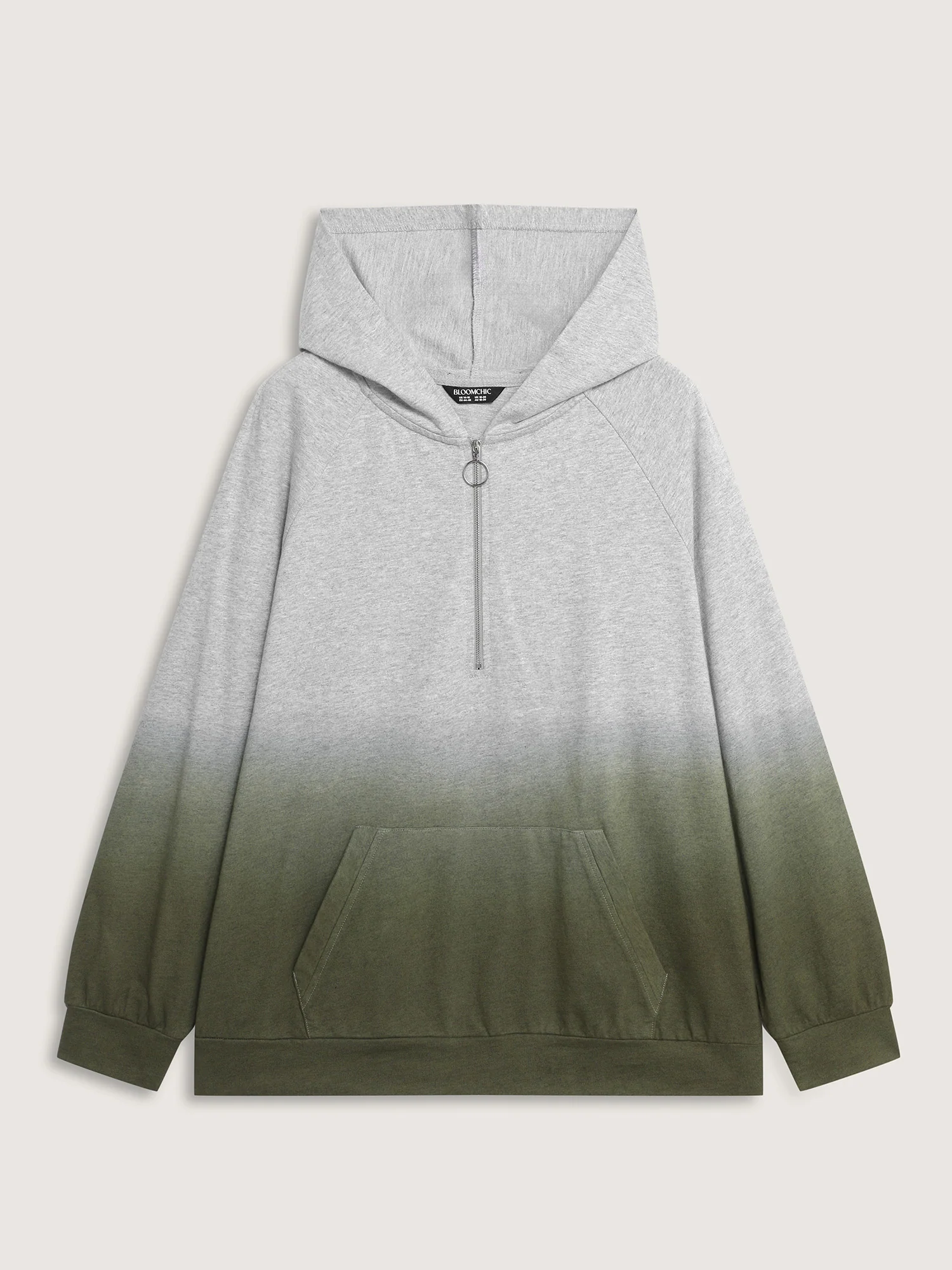 Cotton Dip-Dyeing Half-Zipper Hoodie - Image 7