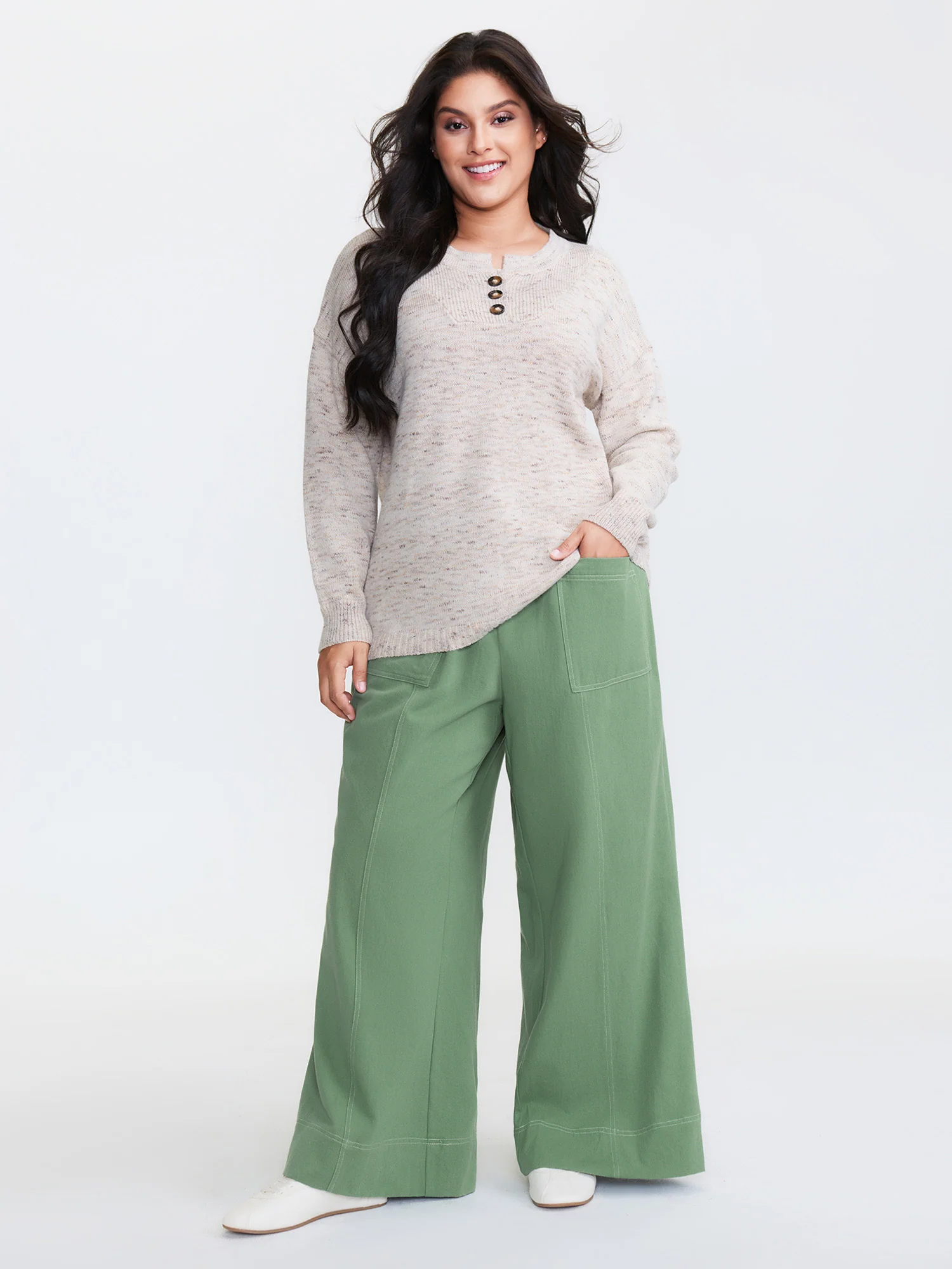 Cotton Distress Washed Drawstring Waist Pants - Image 2