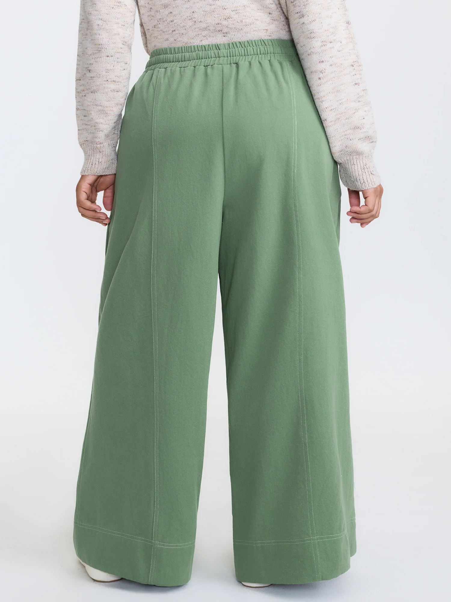 Cotton Distress Washed Drawstring Waist Pants - Image 5