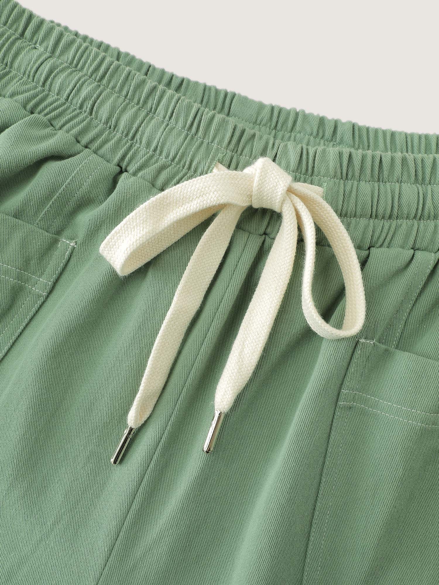 Cotton Distress Washed Drawstring Waist Pants - Image 6