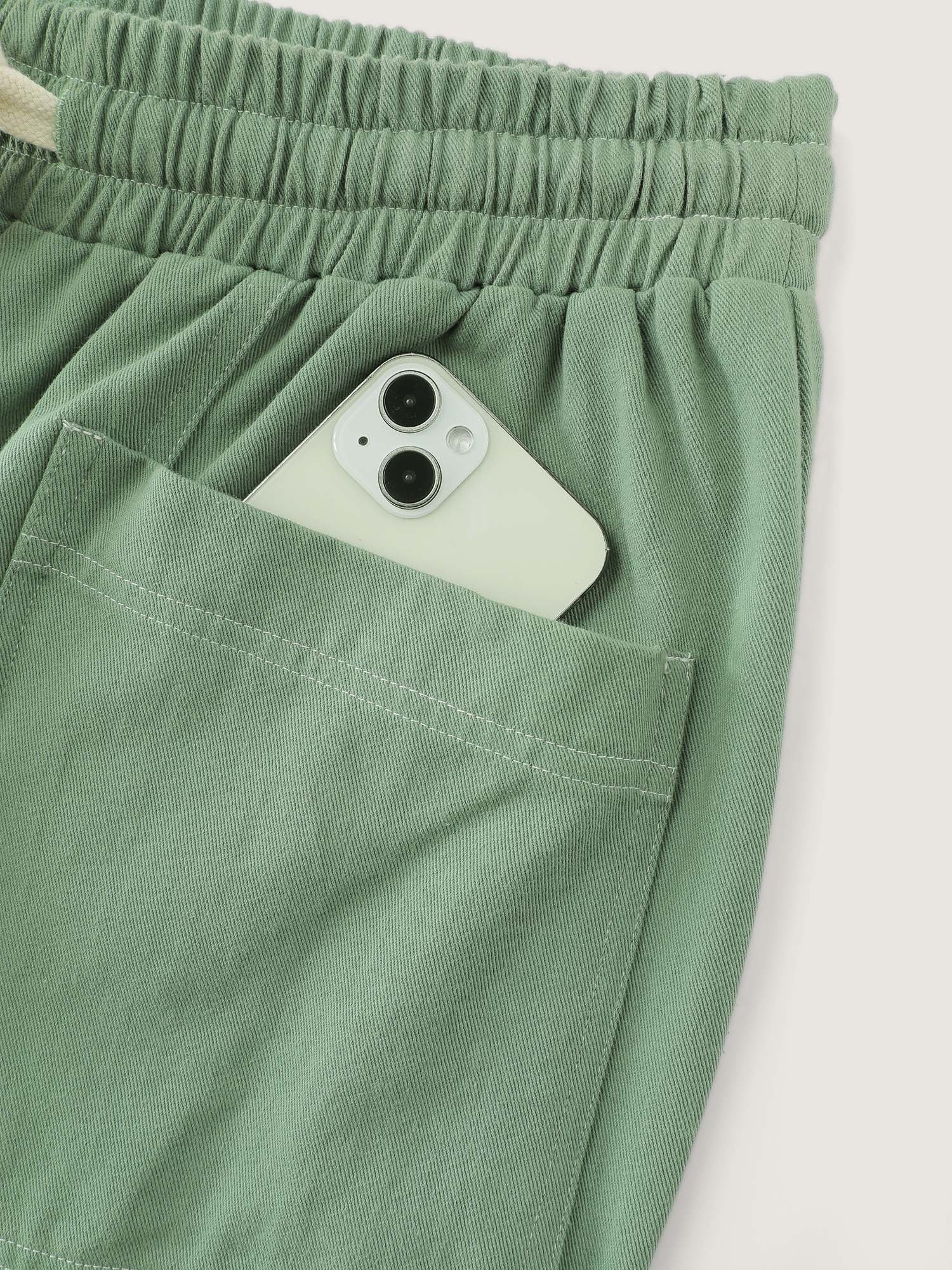Cotton Distress Washed Drawstring Waist Pants - Image 7