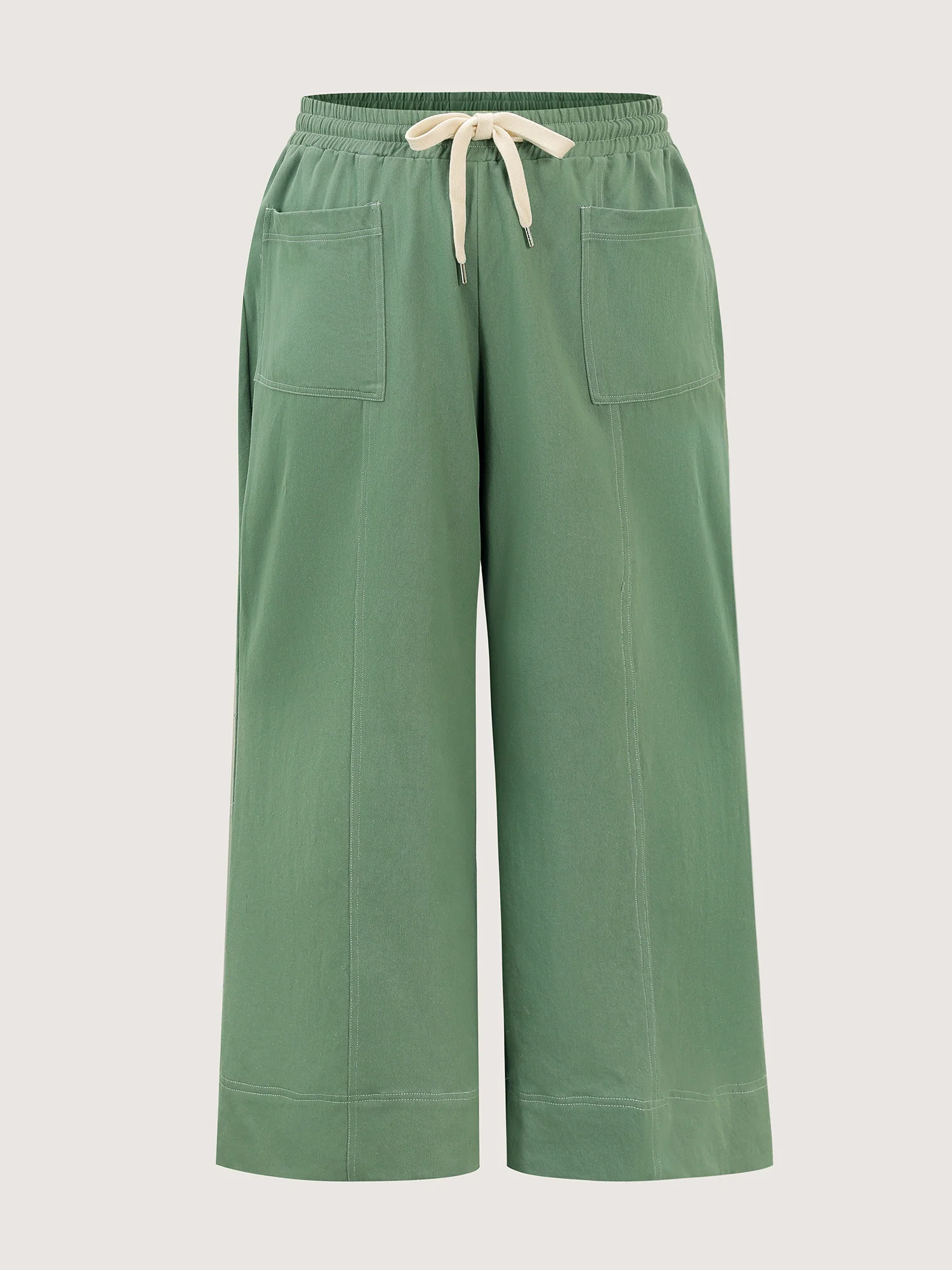 Cotton Distress Washed Drawstring Waist Pants - Image 8