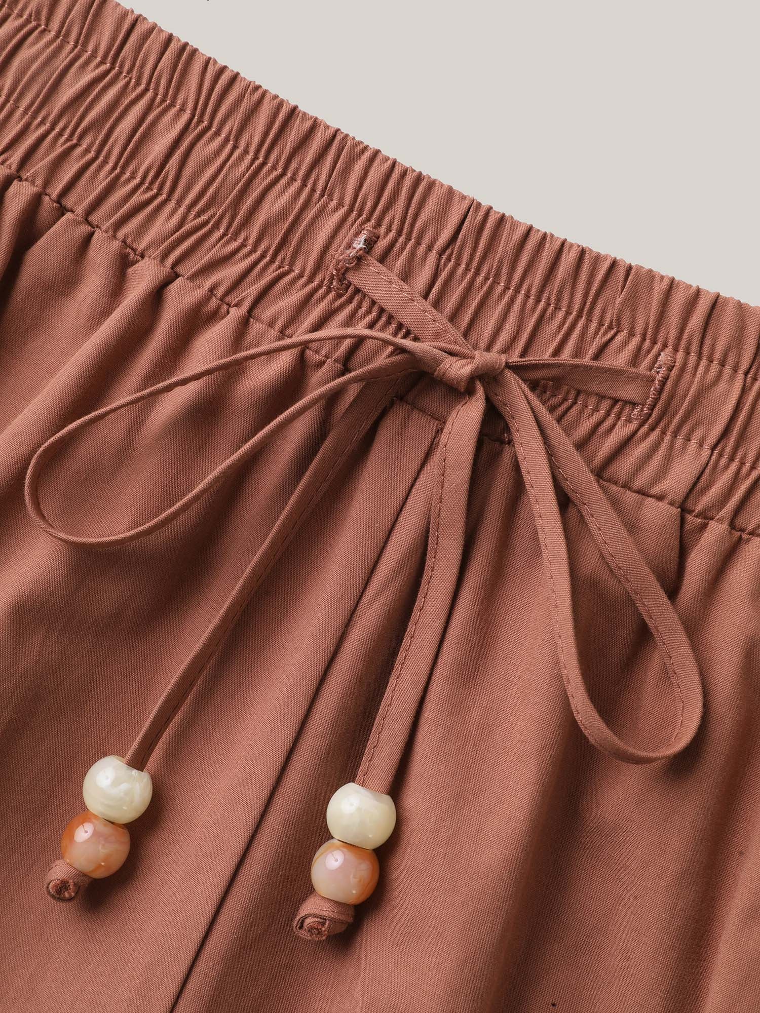 Cotton Drawstring Straight-Leg Pants - Image 5