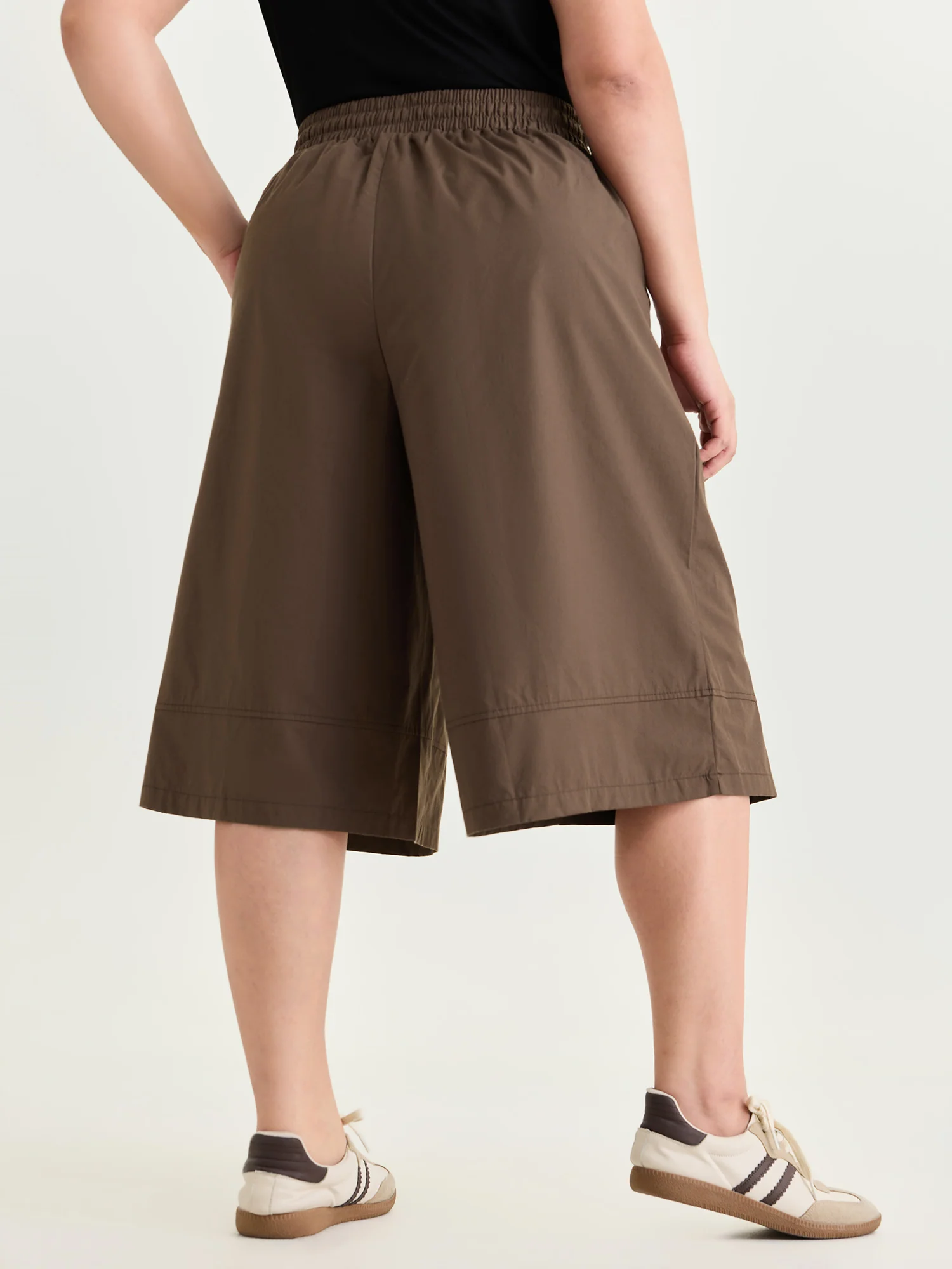 Cotton Drawstring Waist Capri Pants - Image 5