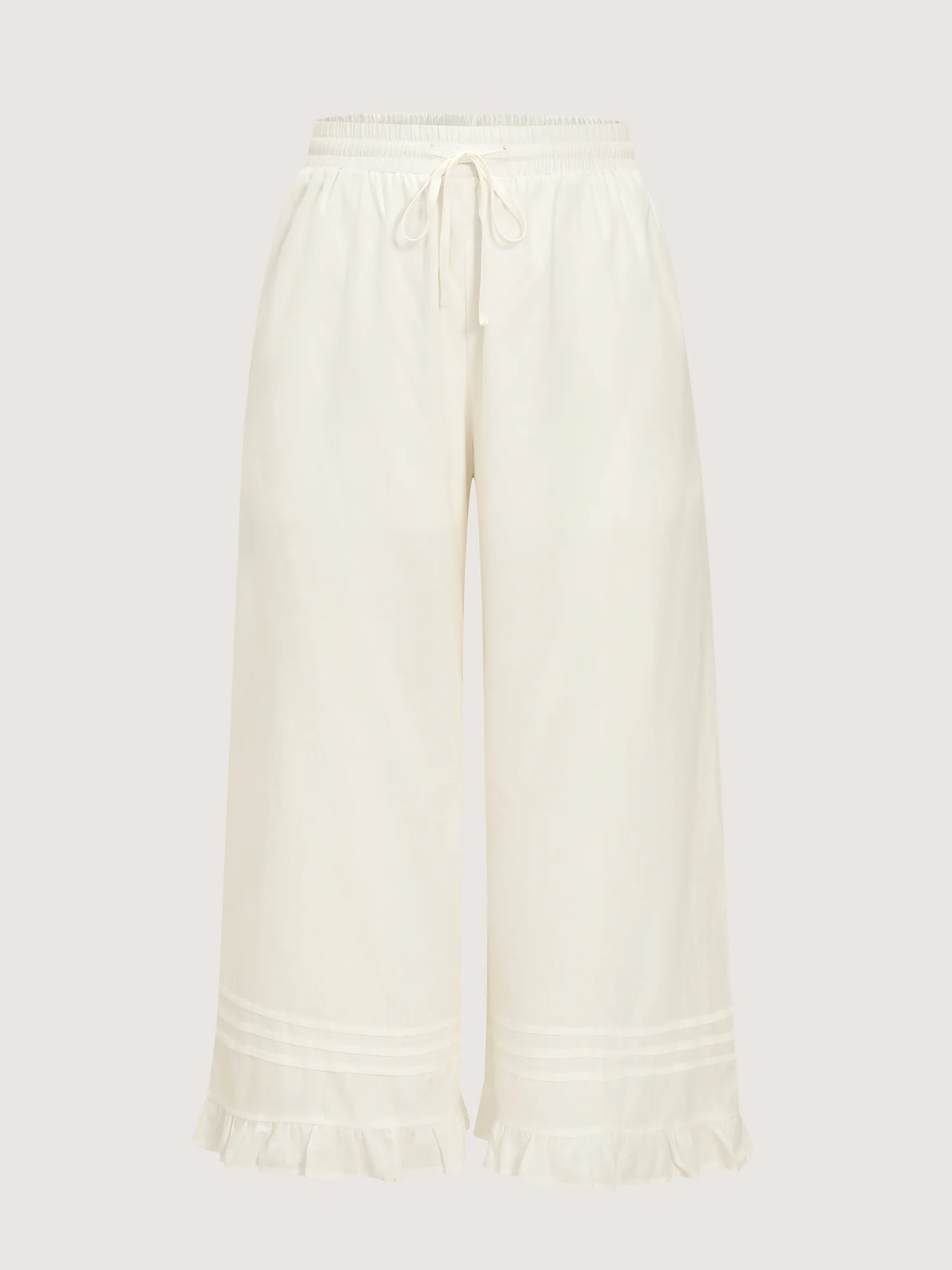 Cotton Drawstring Waist Semi-Sheer Straight Pants - Image 8