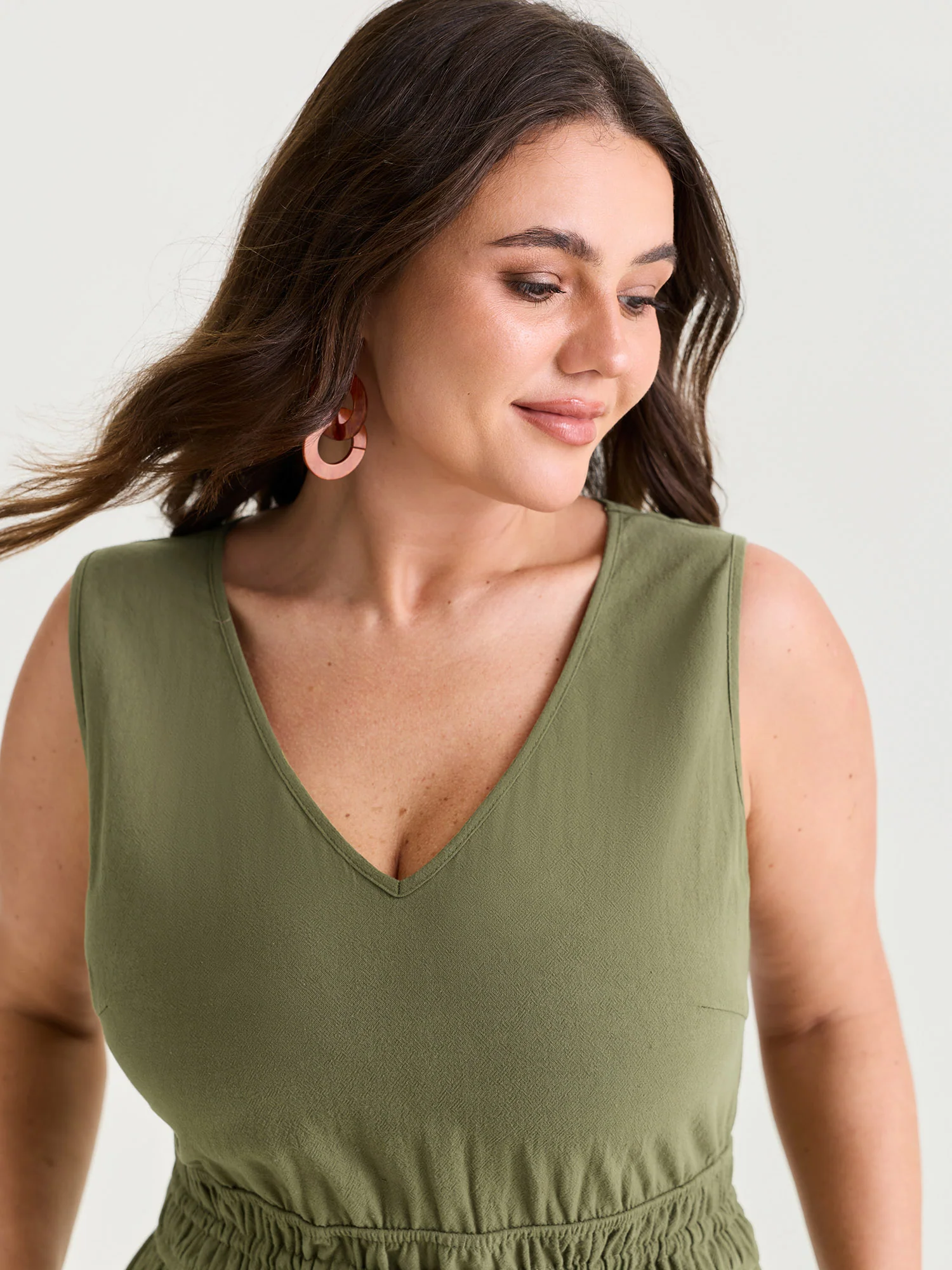 Cotton Drawstring Waist Tiered Maxi Dress - Image 2