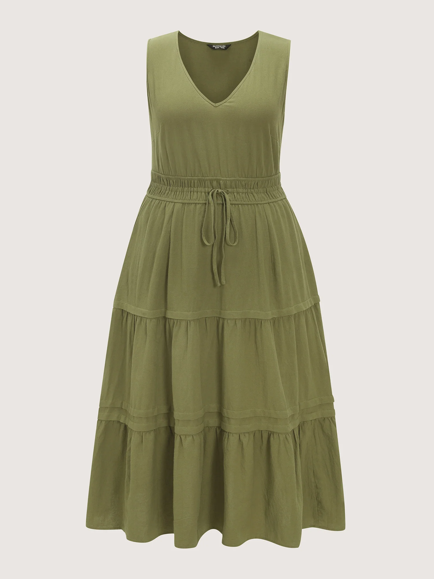 Cotton Drawstring Waist Tiered Maxi Dress - Image 6