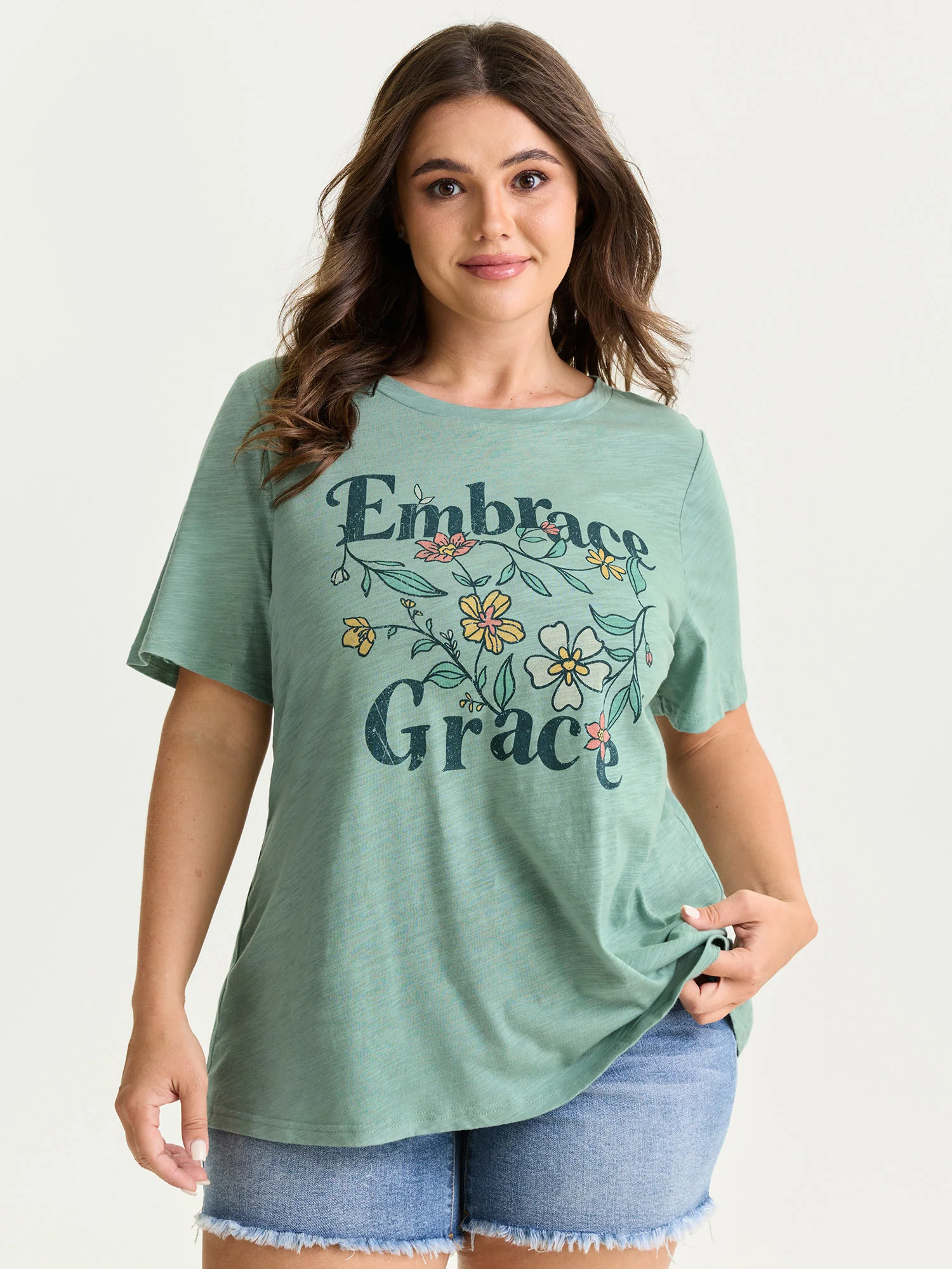 Cotton Embrace Grace Stretchy Round Neck T-Shirt - Image 2