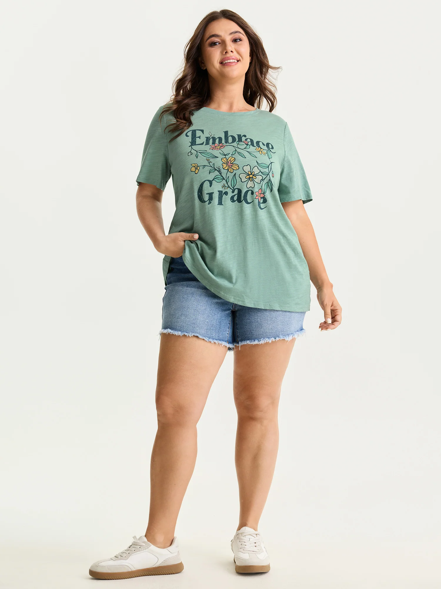 Cotton Embrace Grace Stretchy Round Neck T-Shirt - Image 3