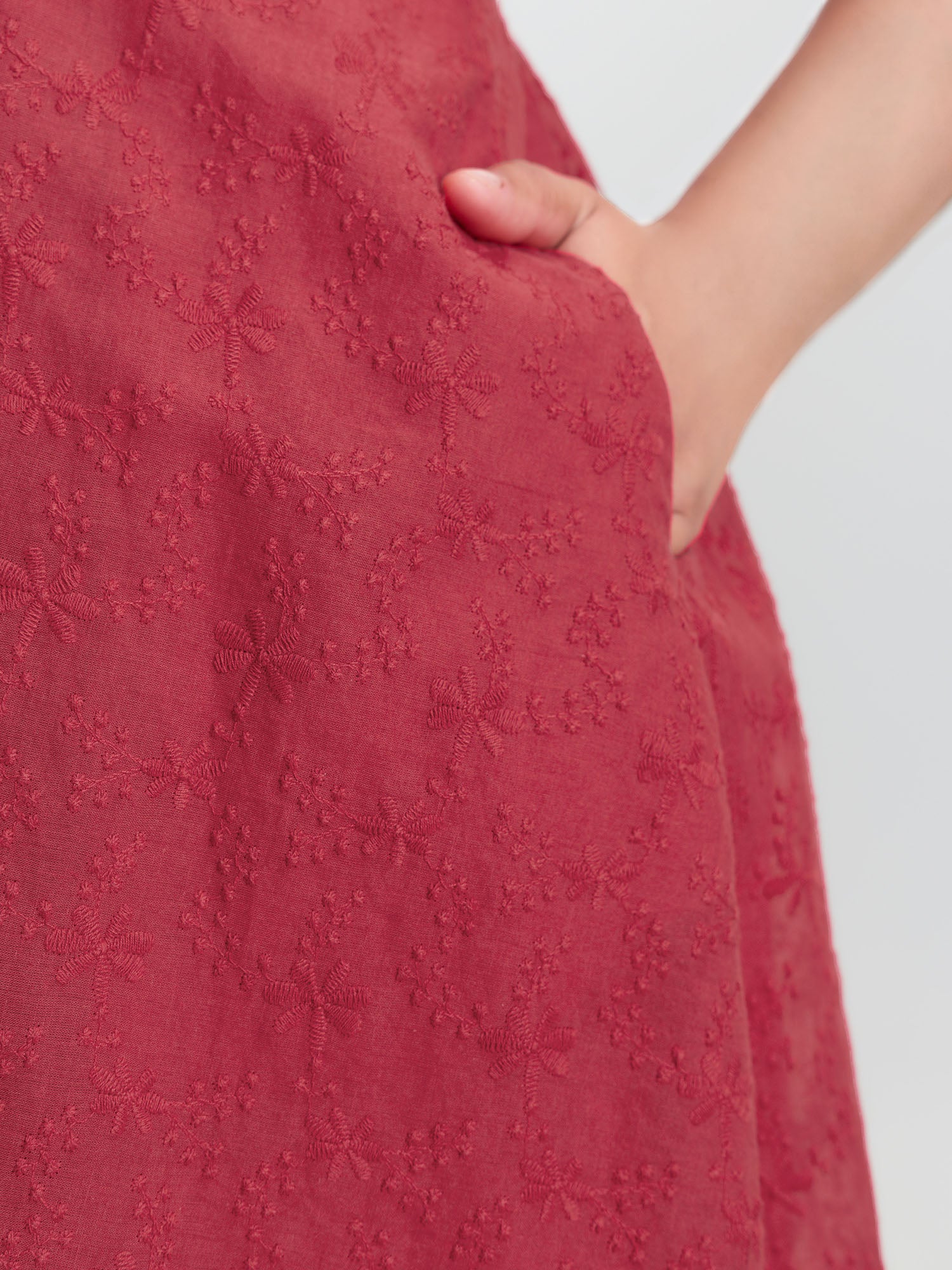Cotton Embroidered Adjustable Drawstring Bodice Mini Dress - Image 4