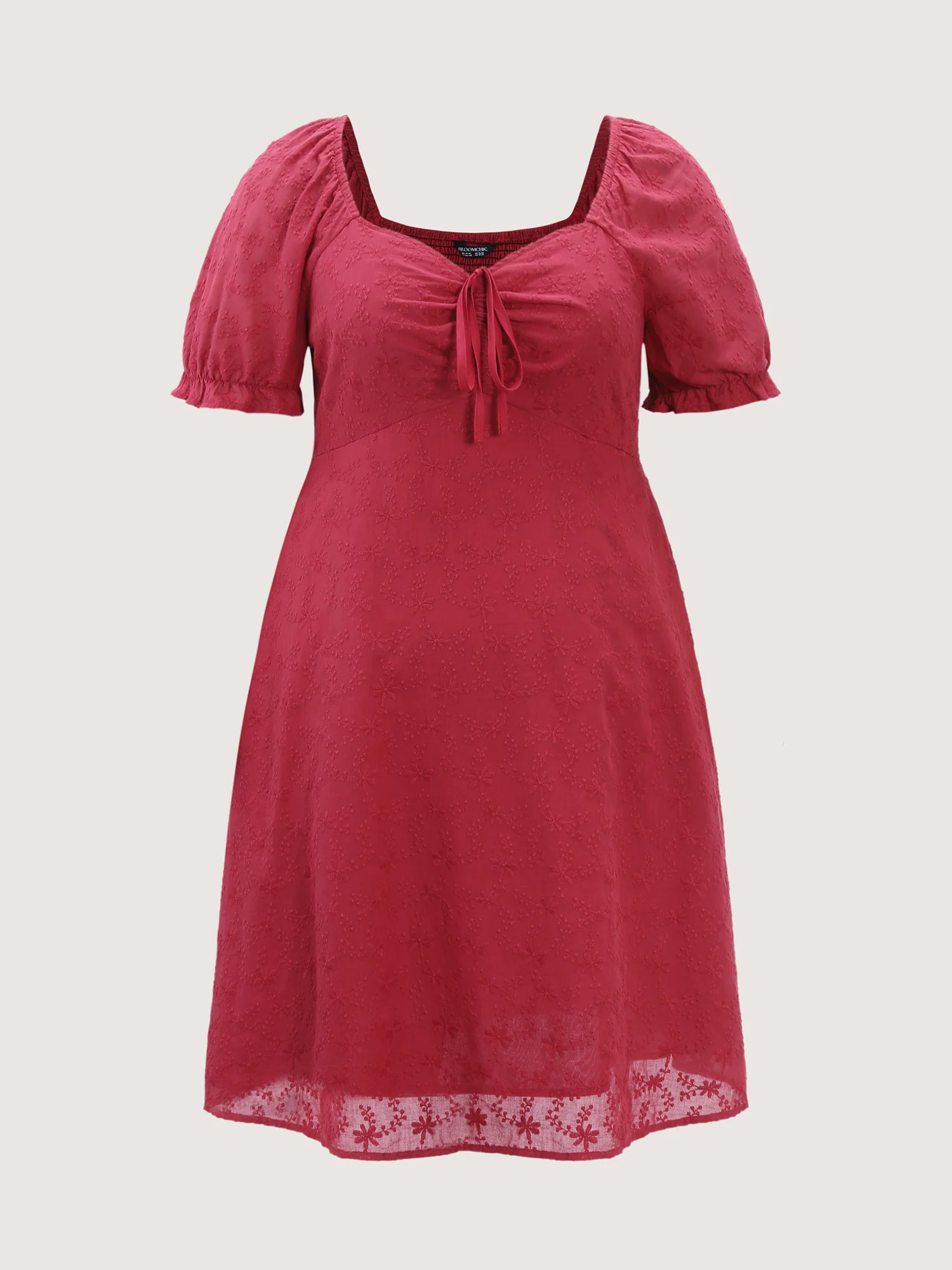 Cotton Embroidered Adjustable Drawstring Bodice Mini Dress - Image 6