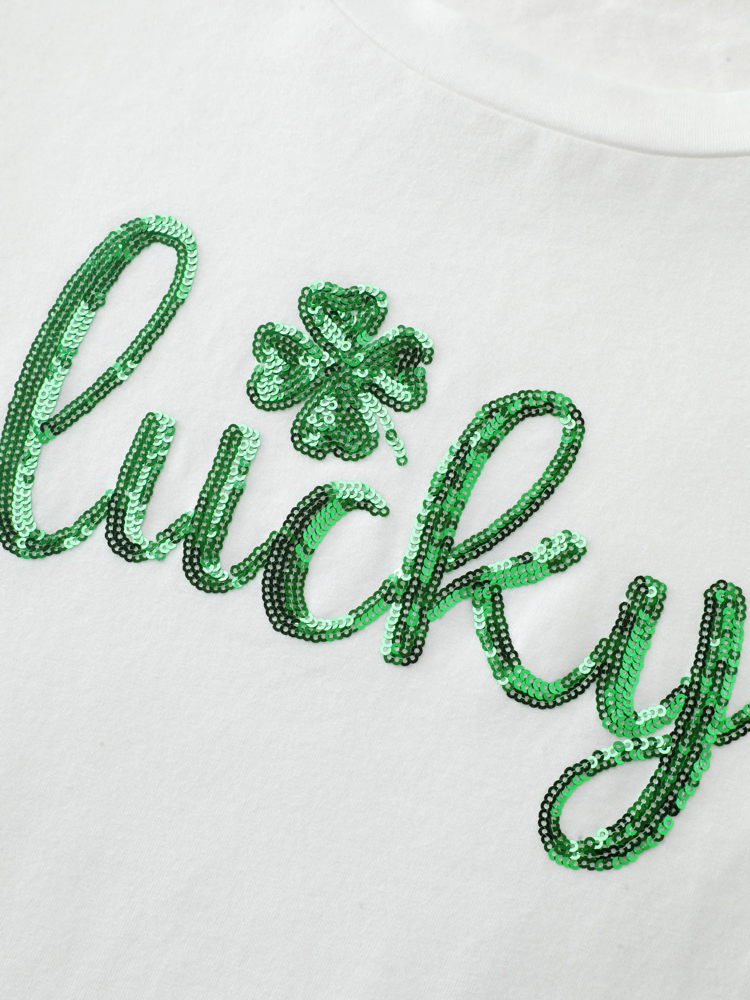 Cotton Embroidered Lucky Pattern T-Shirt - Image 6