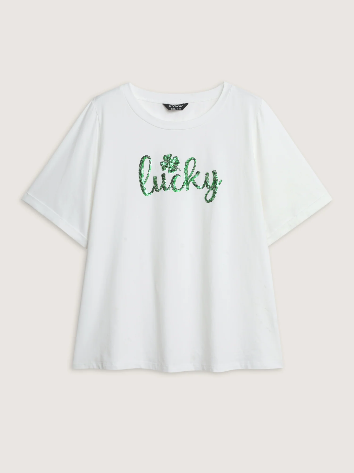 Cotton Embroidered Lucky Pattern T-Shirt - Image 7