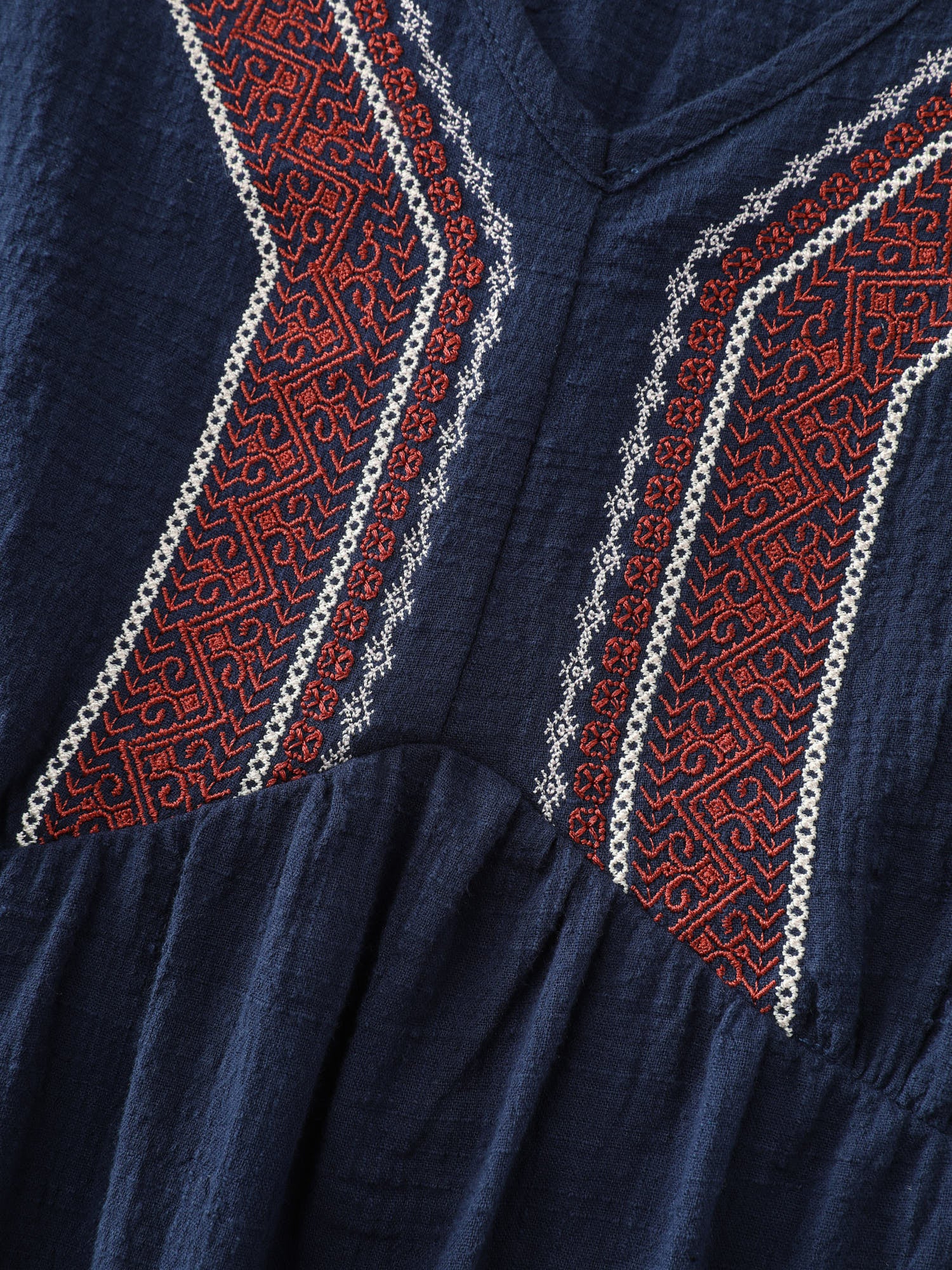 Cotton Embroidered Neckline Babydoll Blouse - Image 5