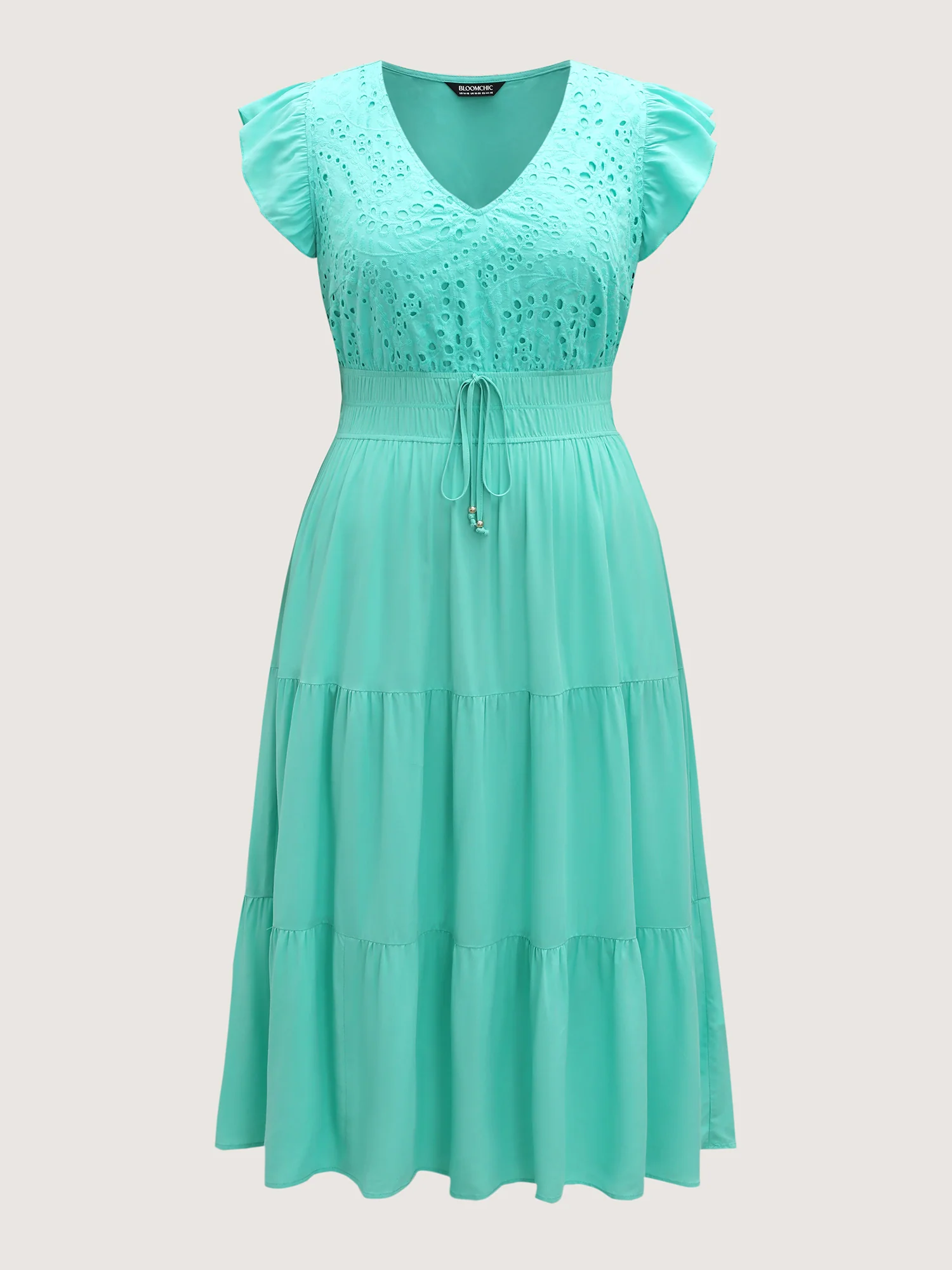 Cotton Embroidered Tie Pockets Maxi Dress - Image 5