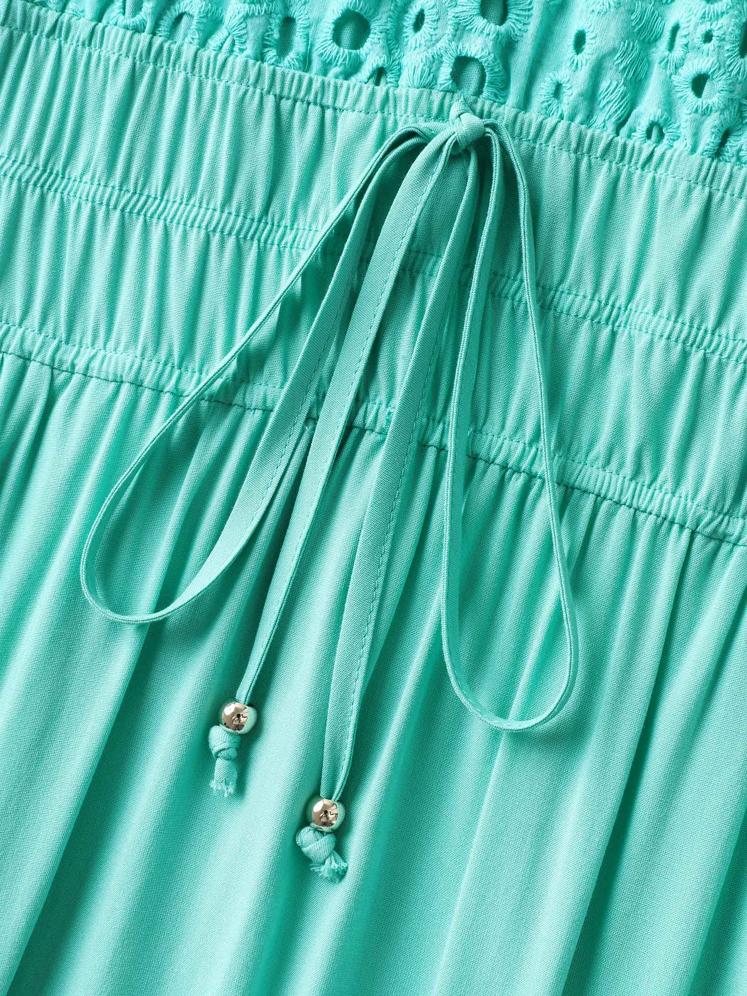Cotton Embroidered Tie Pockets Maxi Dress - Image 6