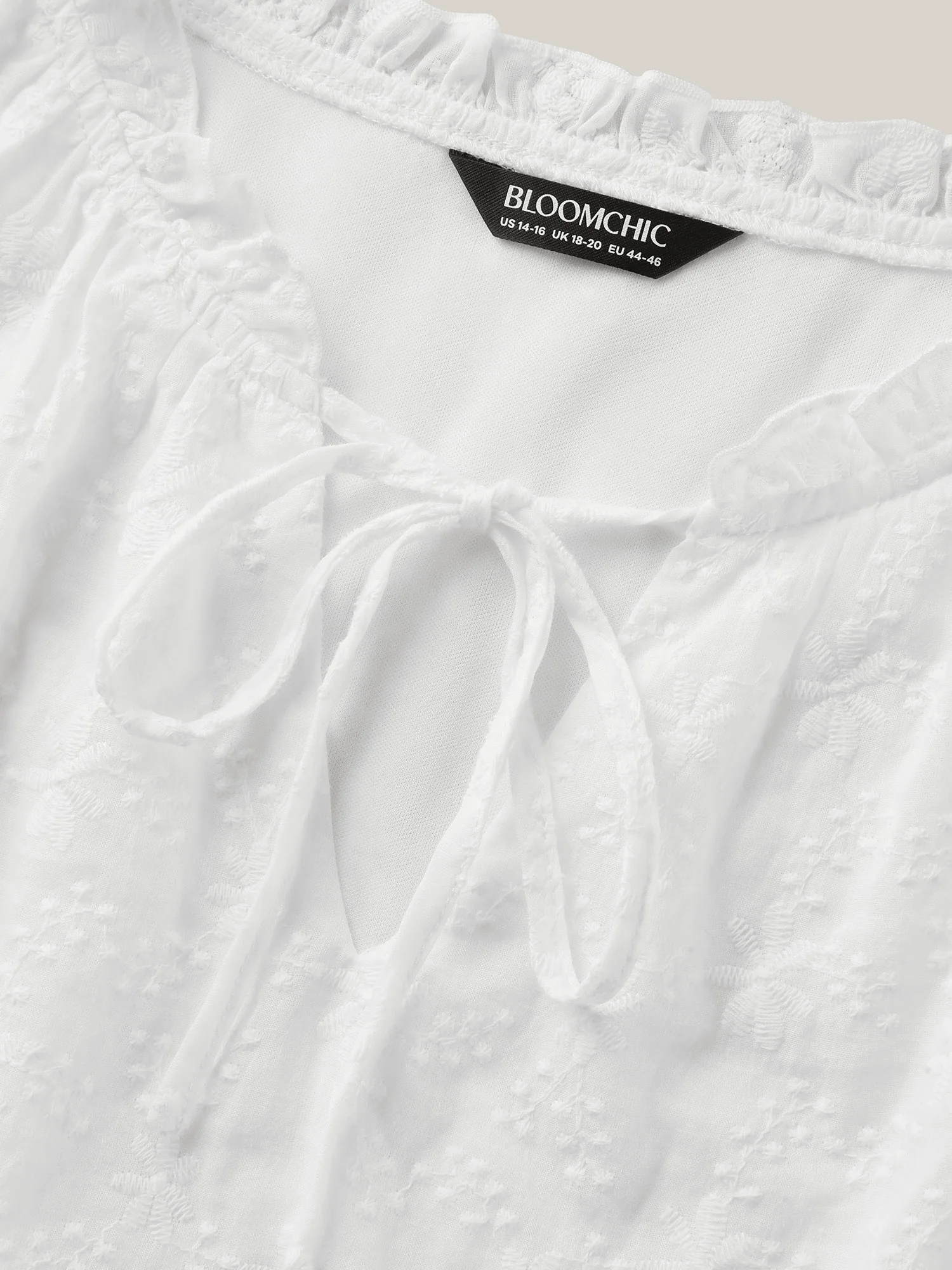 Cotton Embroidery Notched Neck Tie Shirt - Image 6
