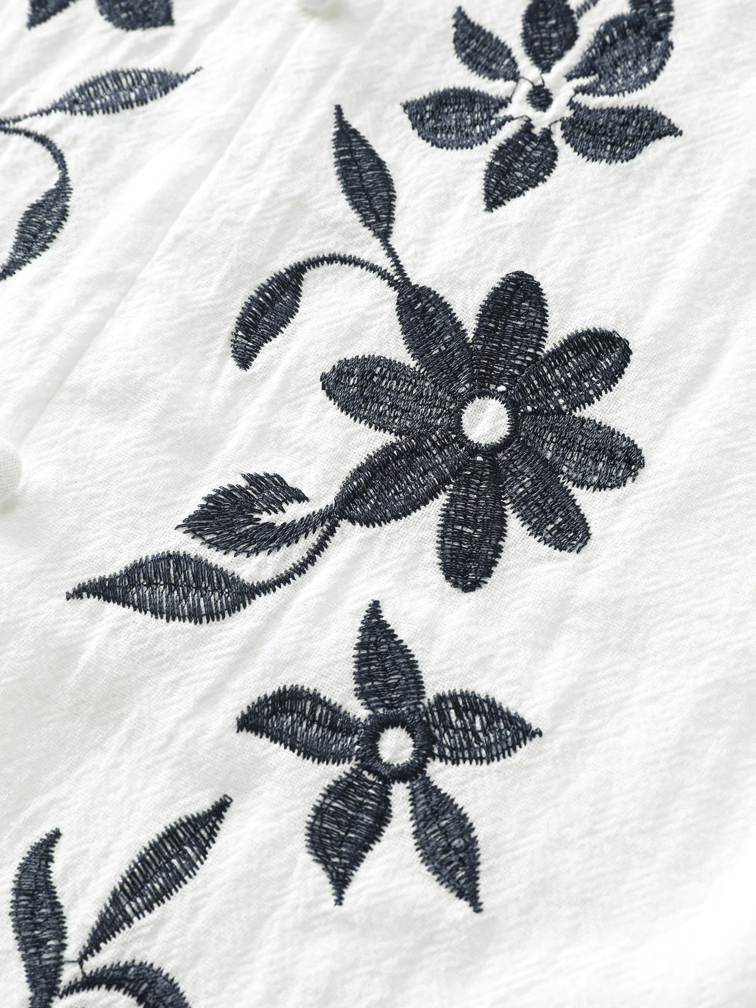 Cotton Floral Embroidery Shirred Blouse - Image 6