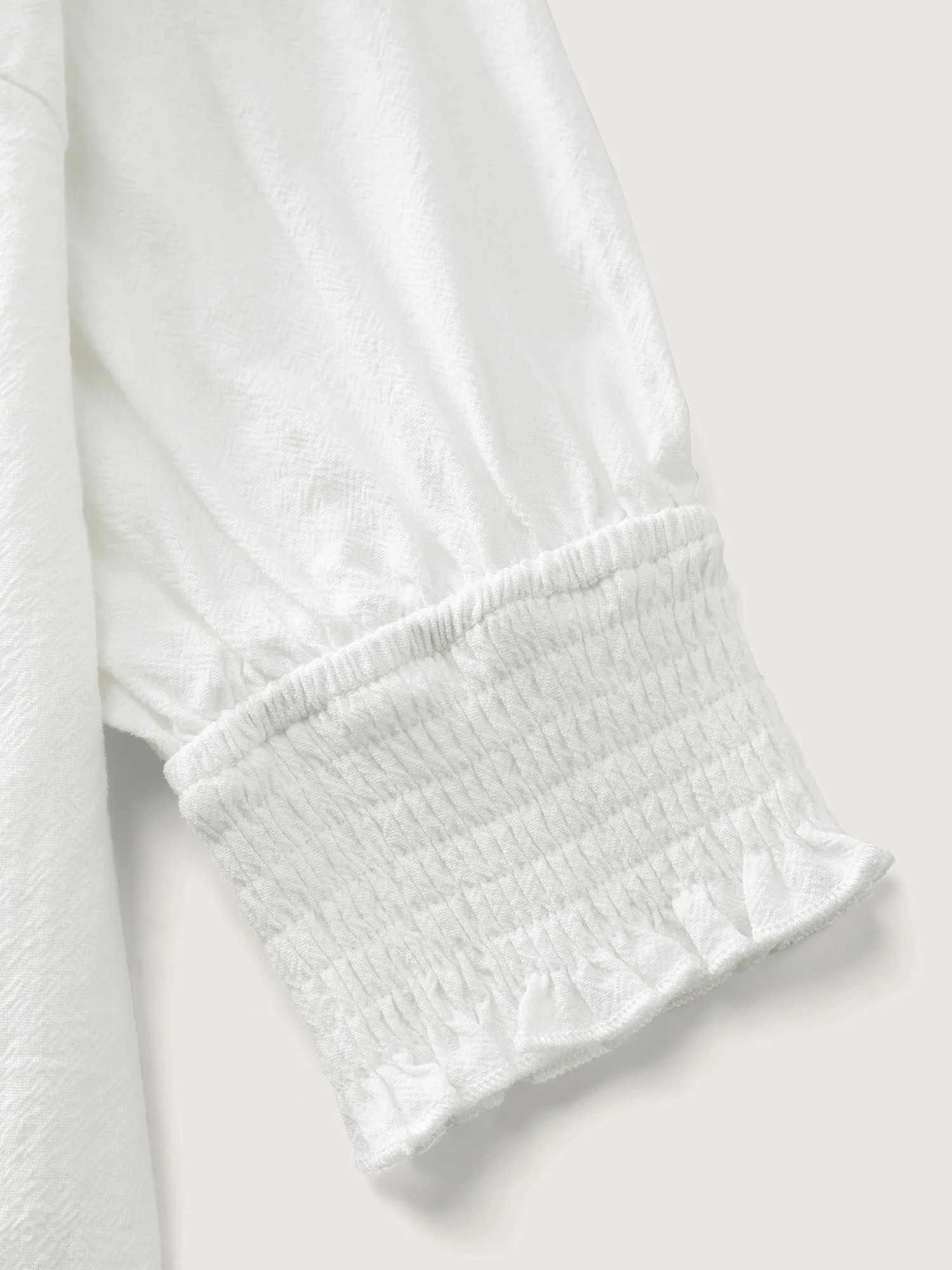 Cotton Floral Embroidery Shirred Blouse - Image 7