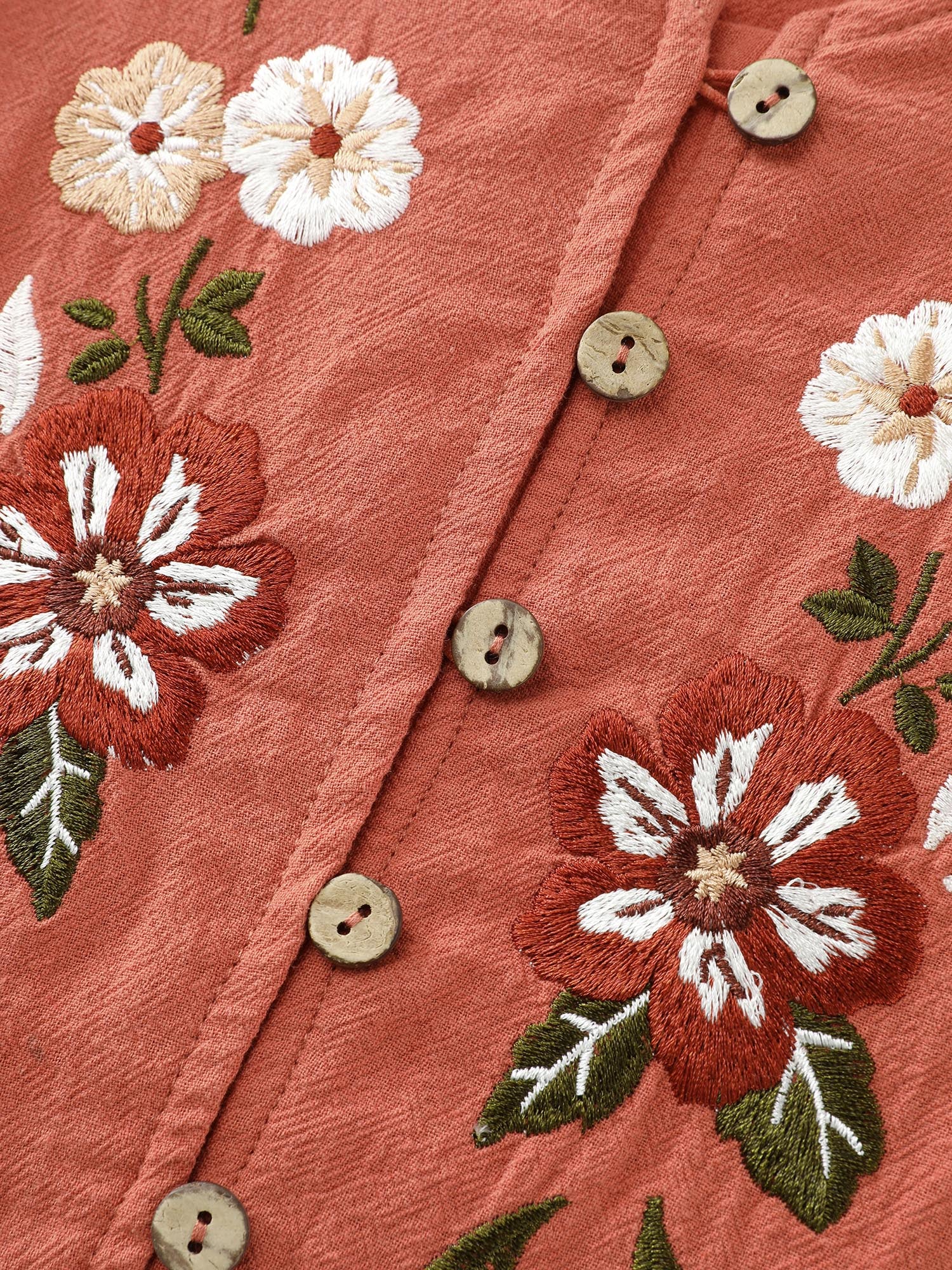Cotton Floral Embroidery Tiered Mini Dress - Image 6