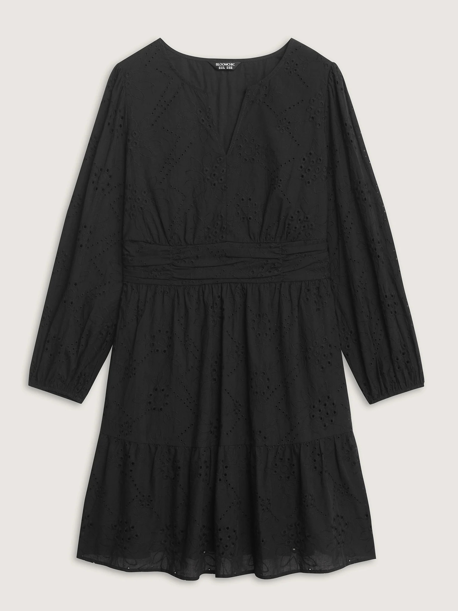 Cotton Floral Eyelet Embroidery Tiered Mini Dress - Image 5